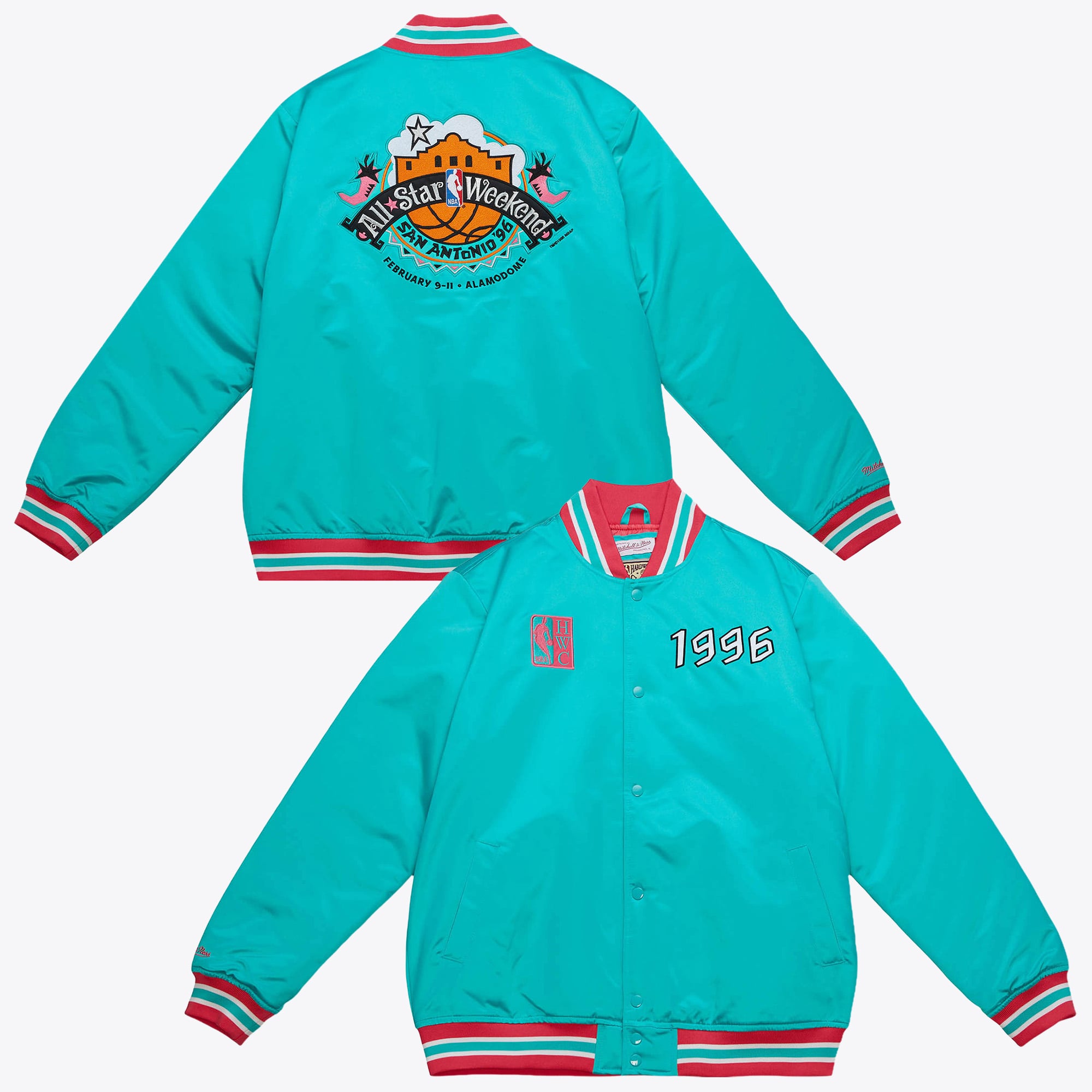NBA Mitchell & Ness 1996 Heavyweight Satin Jacket Update All-Star - Green/Teal - Mens