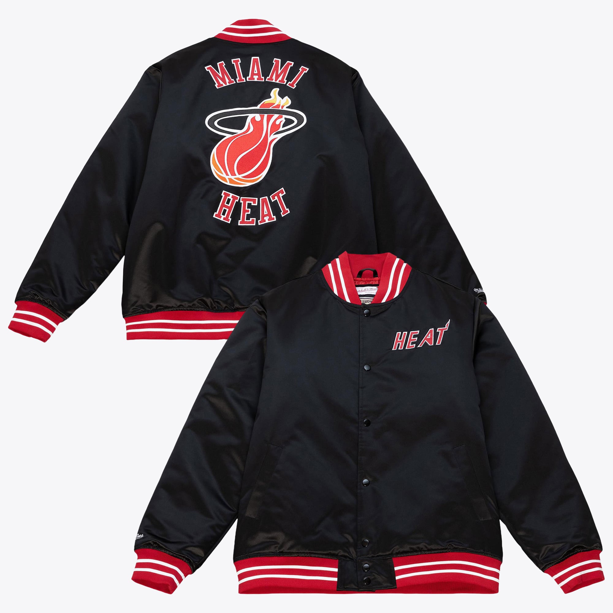 Miami Heat Mitchell & Ness Heavyweight Satin Jacket - Black - Mens