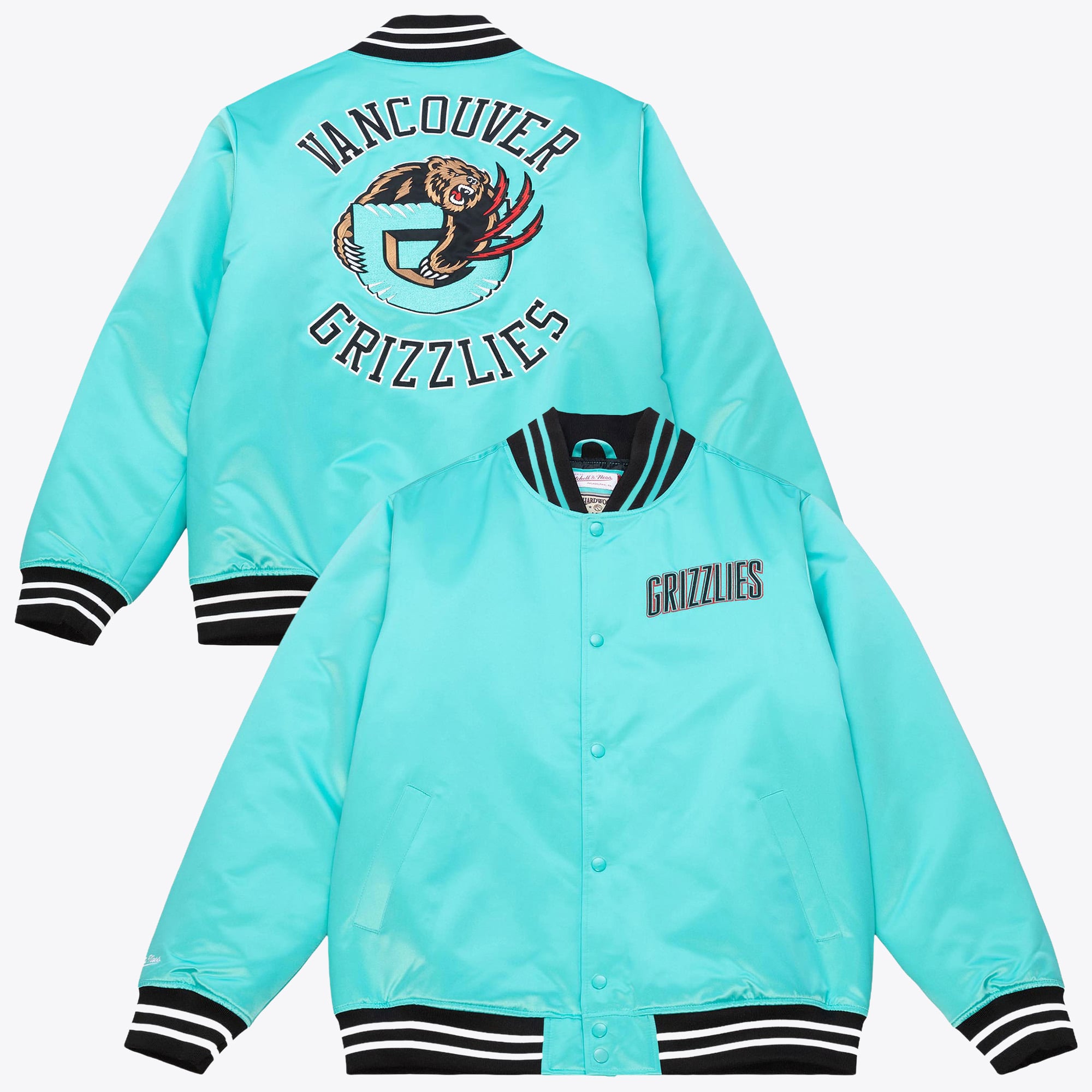 Vancouver Grizzlies Mitchell & Ness Heavyweight Satin Jacket - Green/Teal - Mens