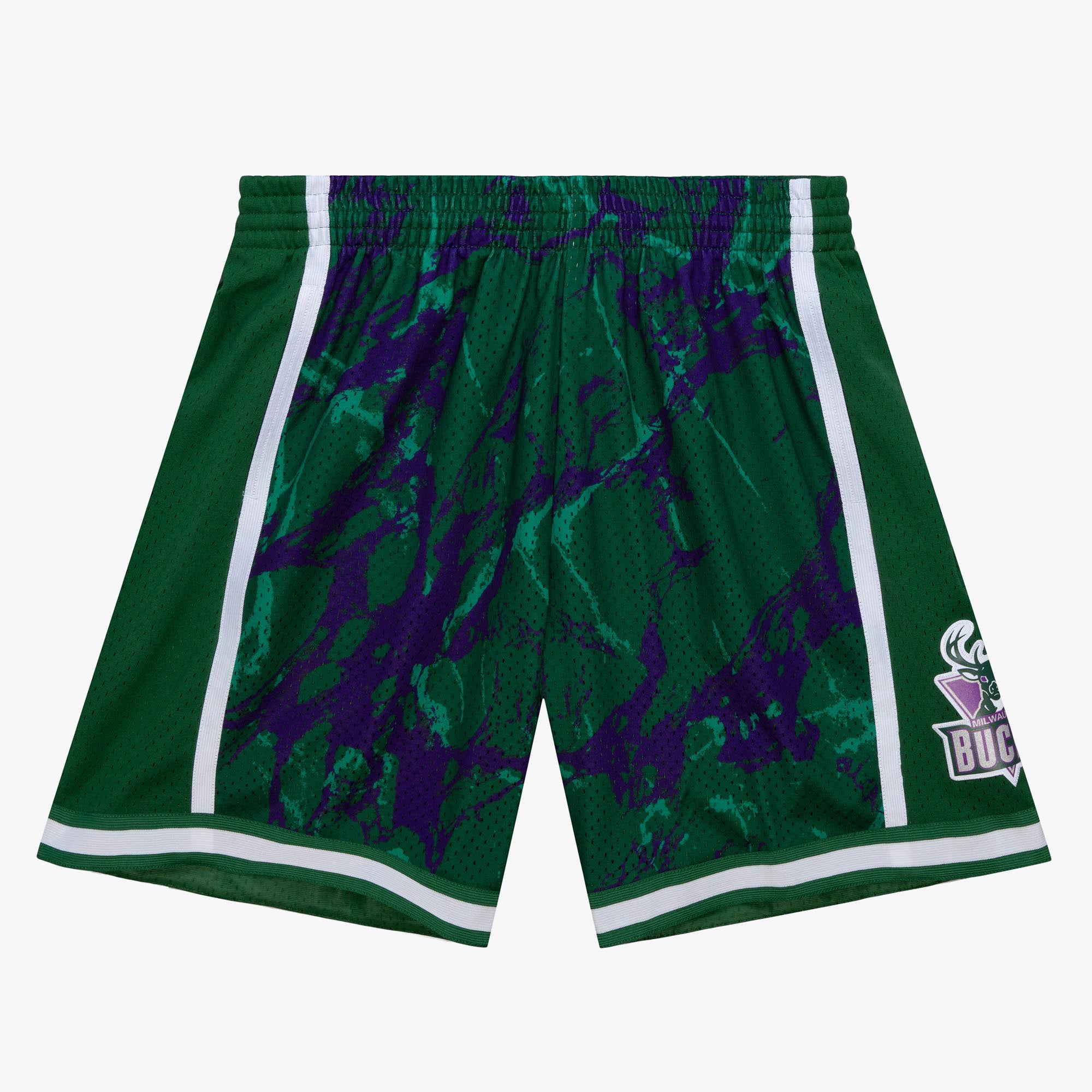 Milwaukee Bucks Mitchell & Ness 2000 Team Marble Swingman Shorts – Grün/Blau – Herren