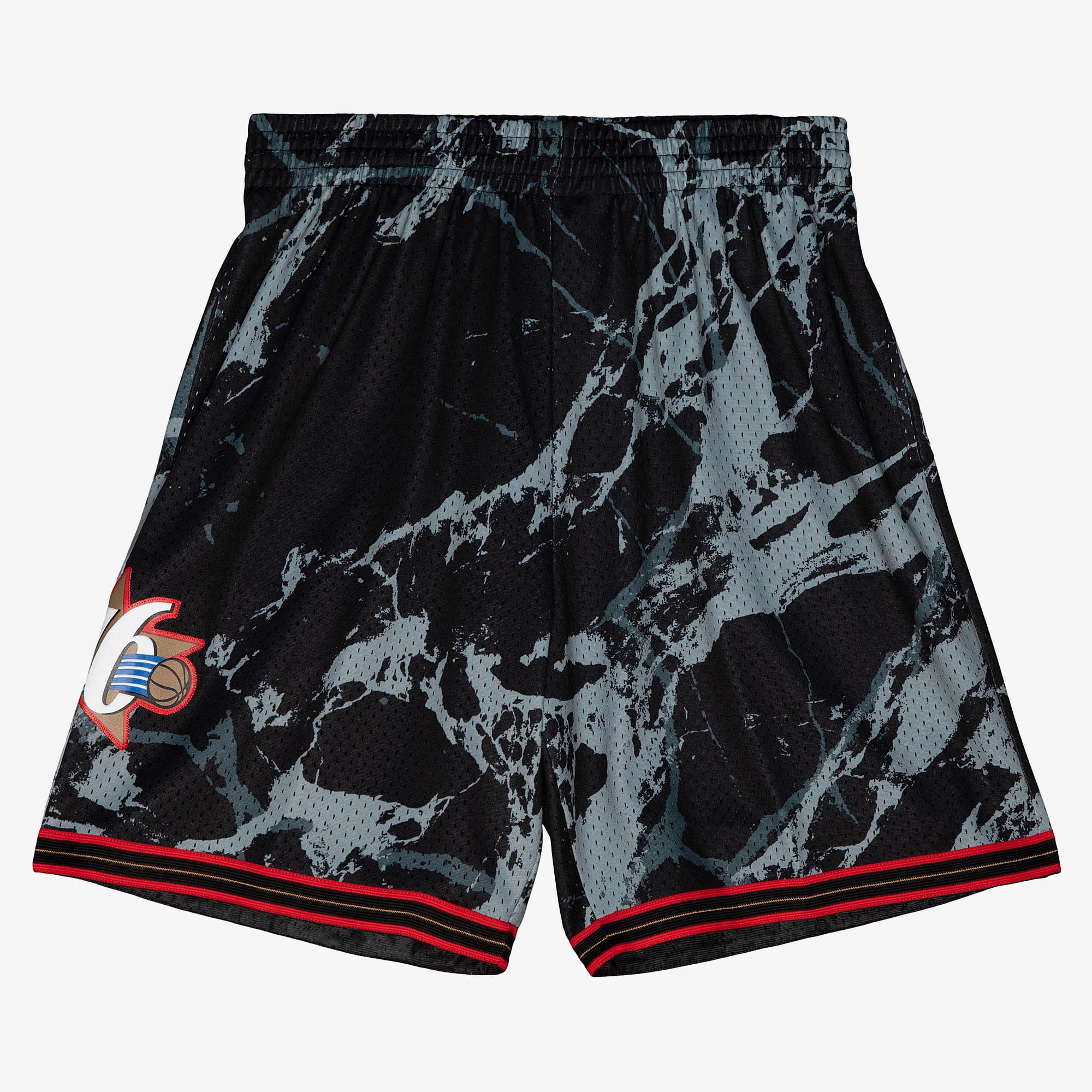 Philadelphia 76ers Mitchell & Ness 2000 Team Marble Swingman Shorts - Black - Mens