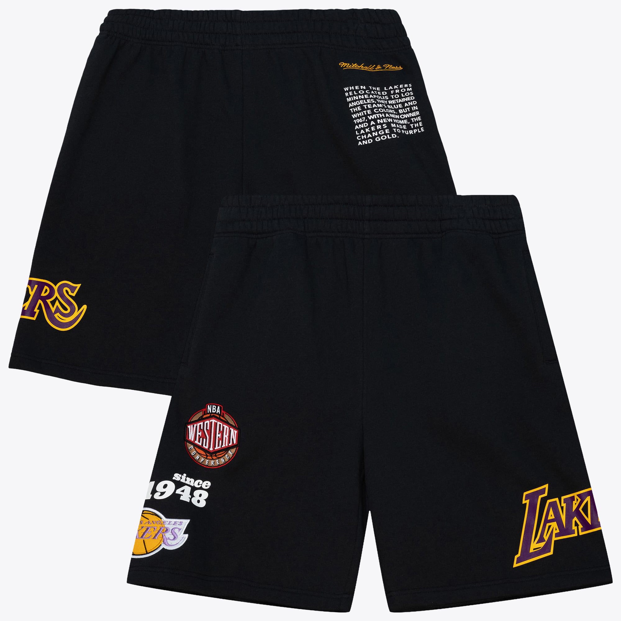 Los Angeles Lakers Mitchell & Ness Team Origins Fleece-Shorts – Schwarz – Herren