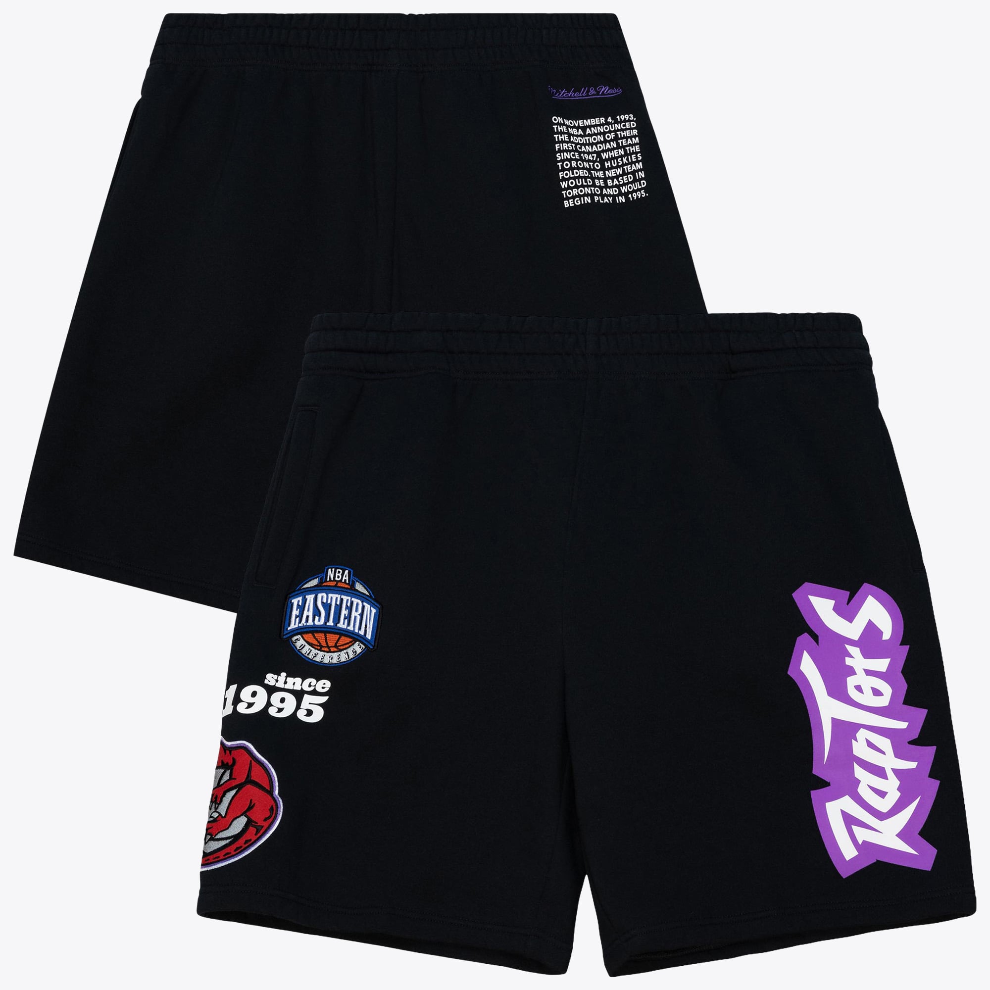 Toronto Raptors Mitchell & Ness Team Origins Fleece-Shorts – Schwarz – Herren