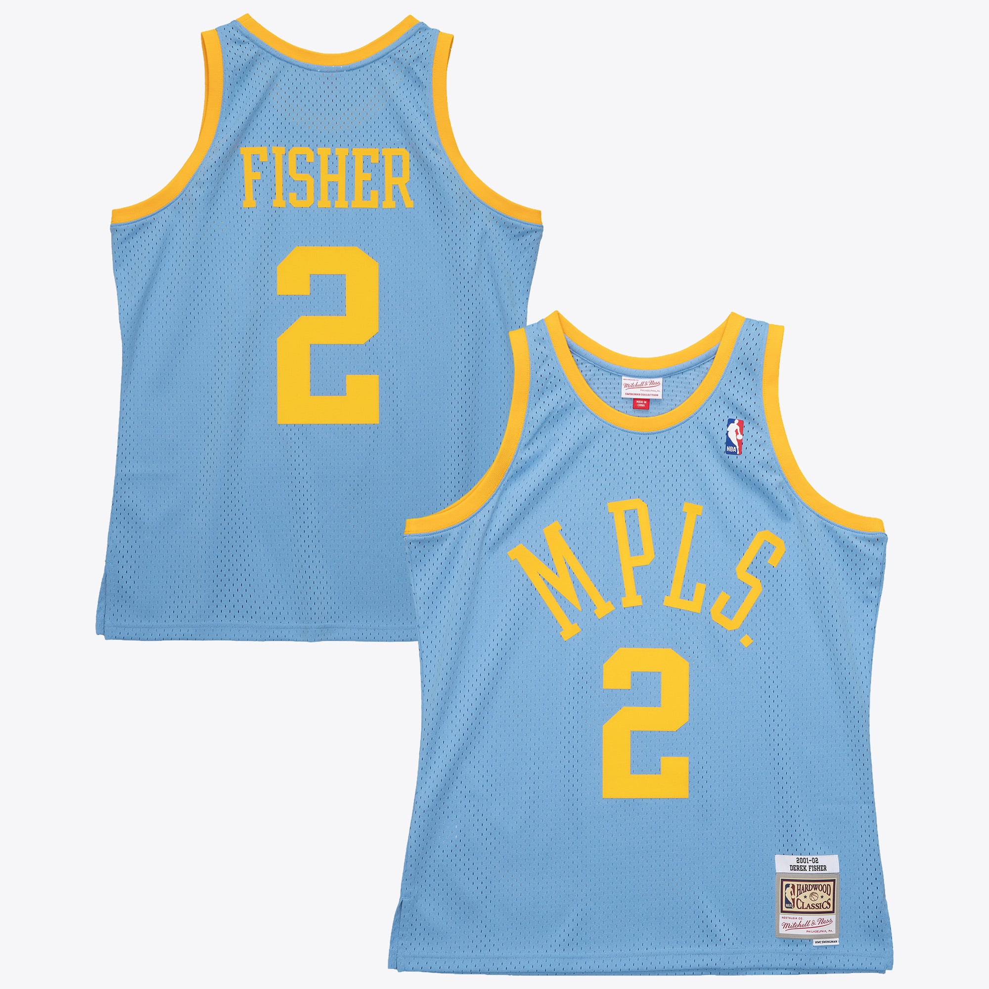 Los Angeles Lakers Mitchell & Ness Derek Fisher 2001 Swingman Authentic Jersey – Columbiablau