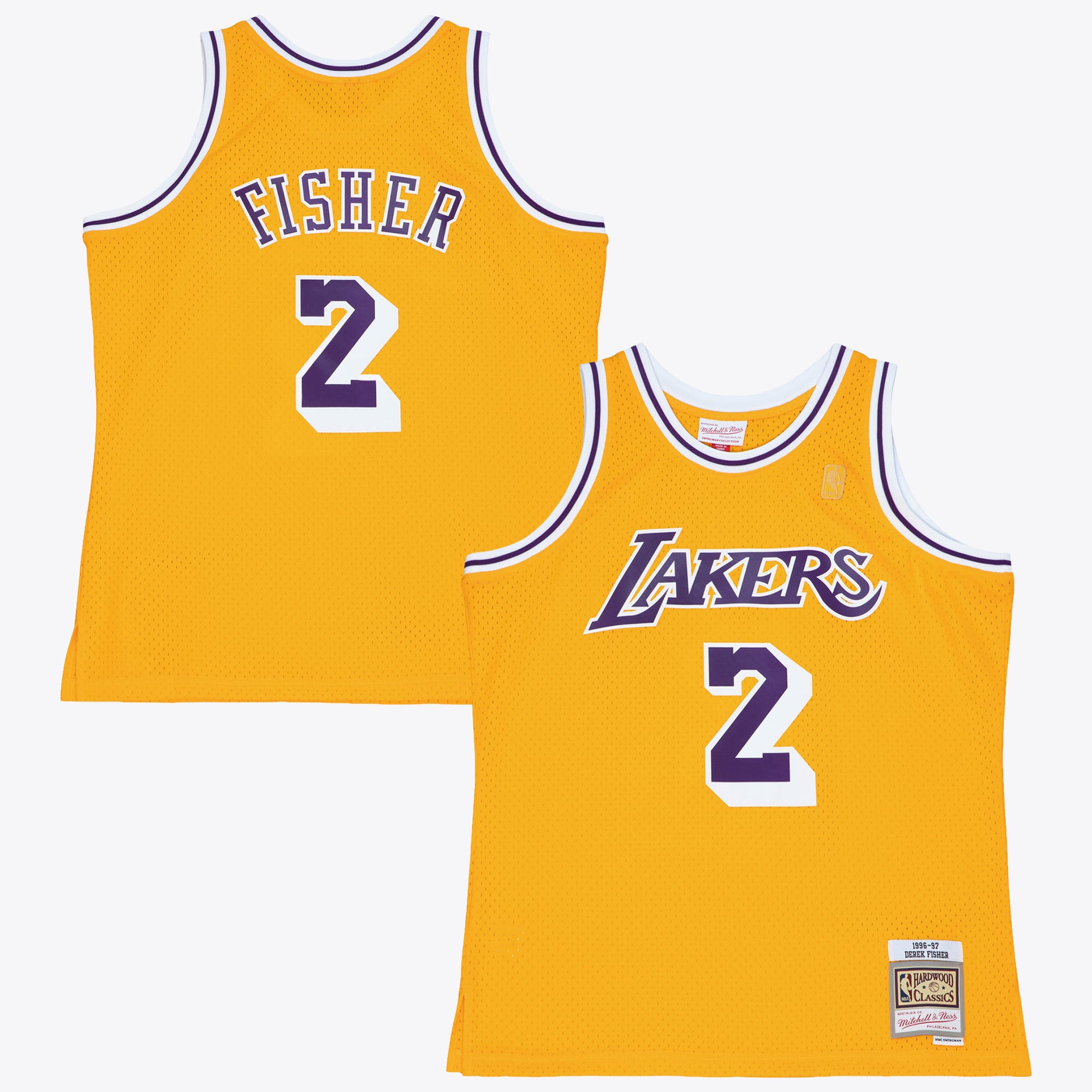Los Angeles Lakers Mitchell & Ness Derek Fisher 1996 Swingman Authentic Jersey - Hellgold