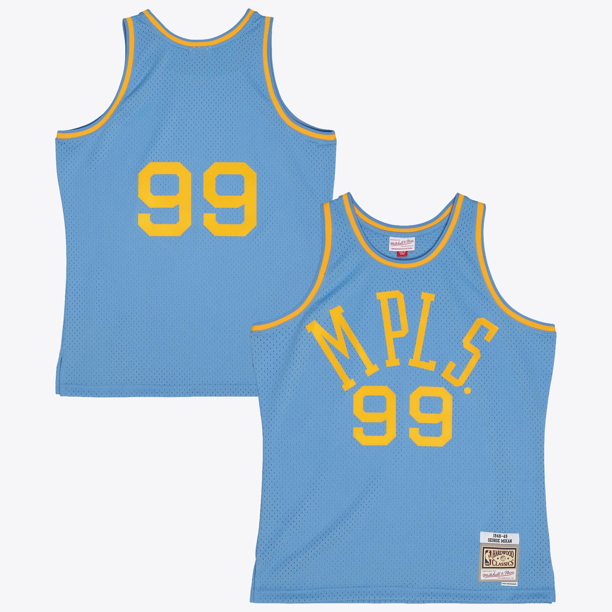 Los Angeles Lakers Mitchell & Ness George Mikan 1948 Dark Authentic Jersey – Columbia Blue