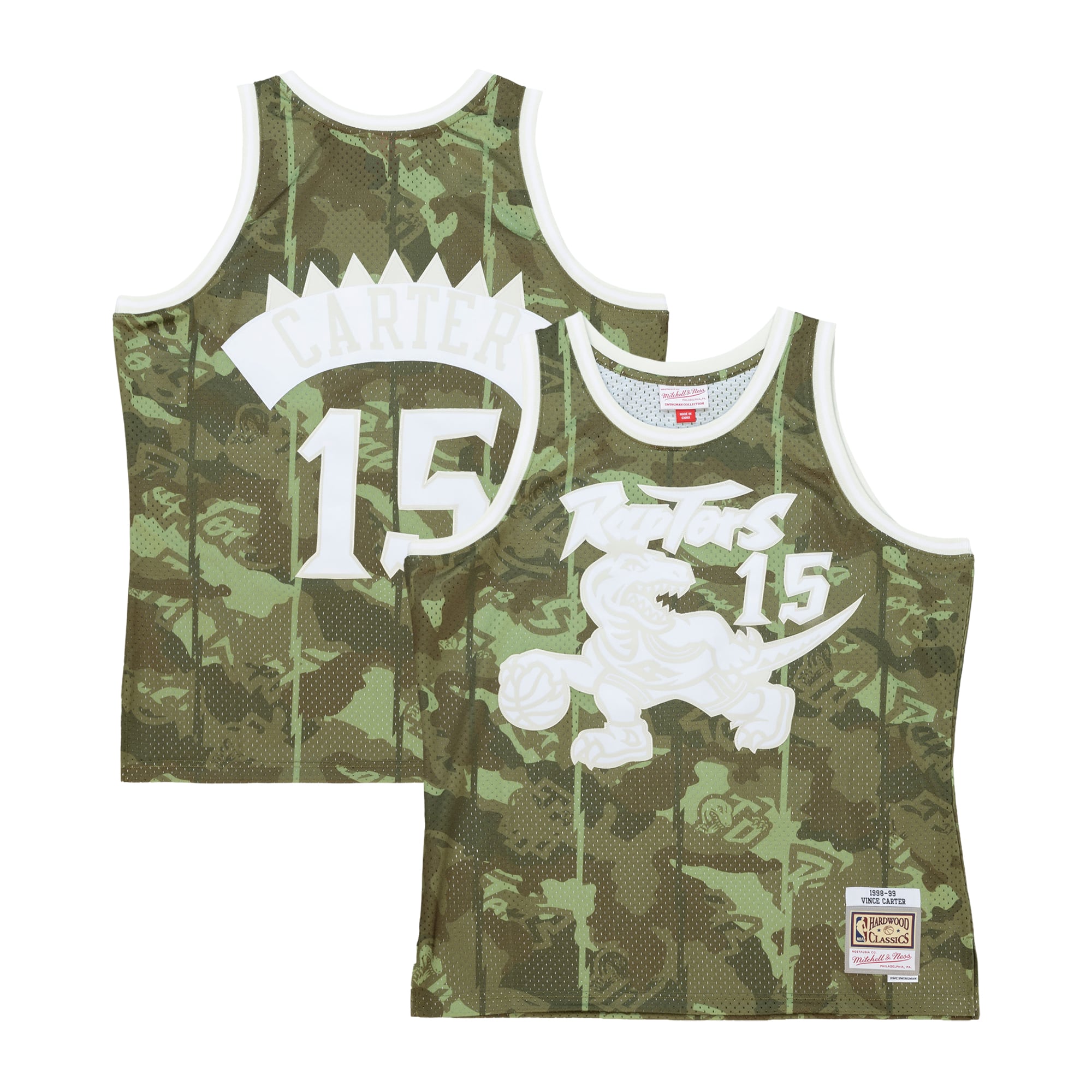 Toronto Raptors Mitchell & Ness Vince Carter 1998 Ghost Camo Swingman Trikot – Grün