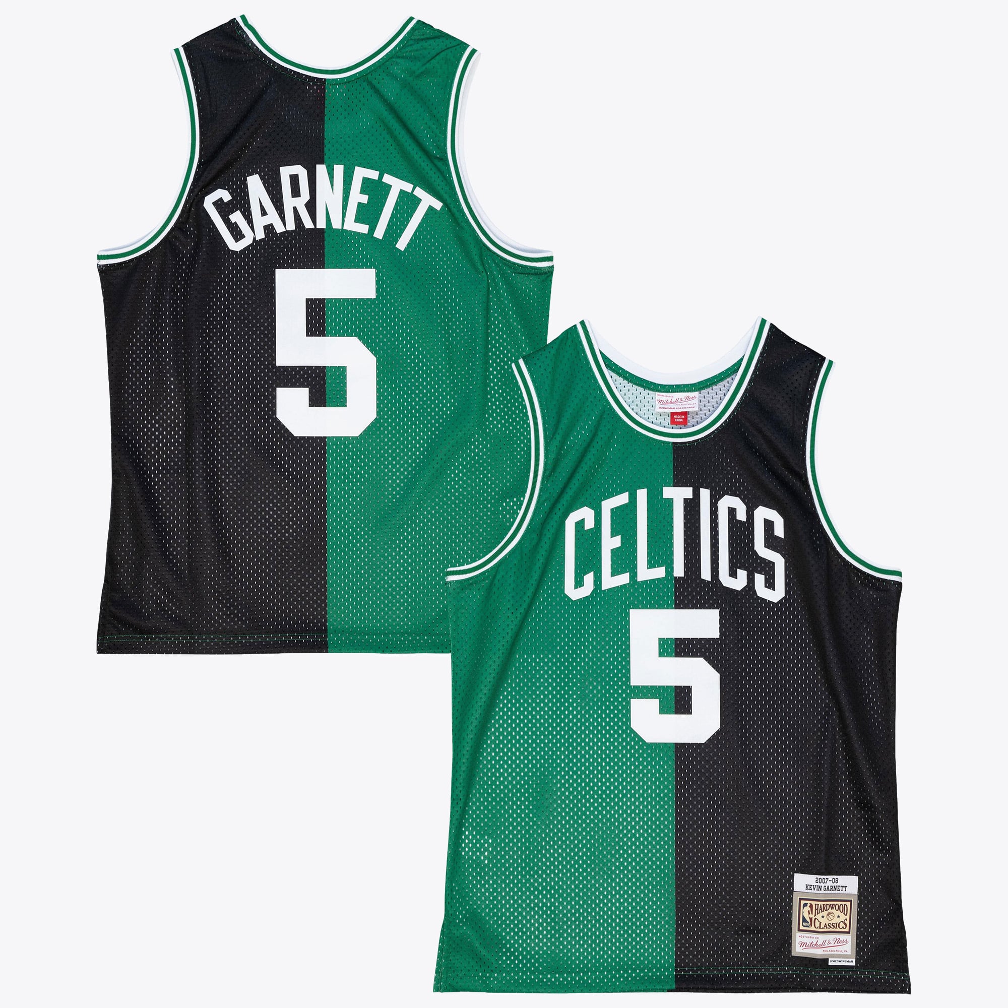 Boston Celtics Mitchell & Ness Kevin Garnett 2007 Split Swingman Trikot – Schwarz/Grün