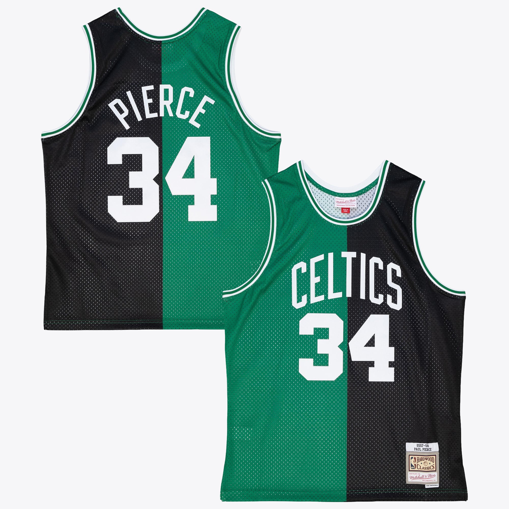 Boston Celtics Mitchell & Ness Paul Pierce 2007 Split Swingman Trikot – Schwarz/Grün
