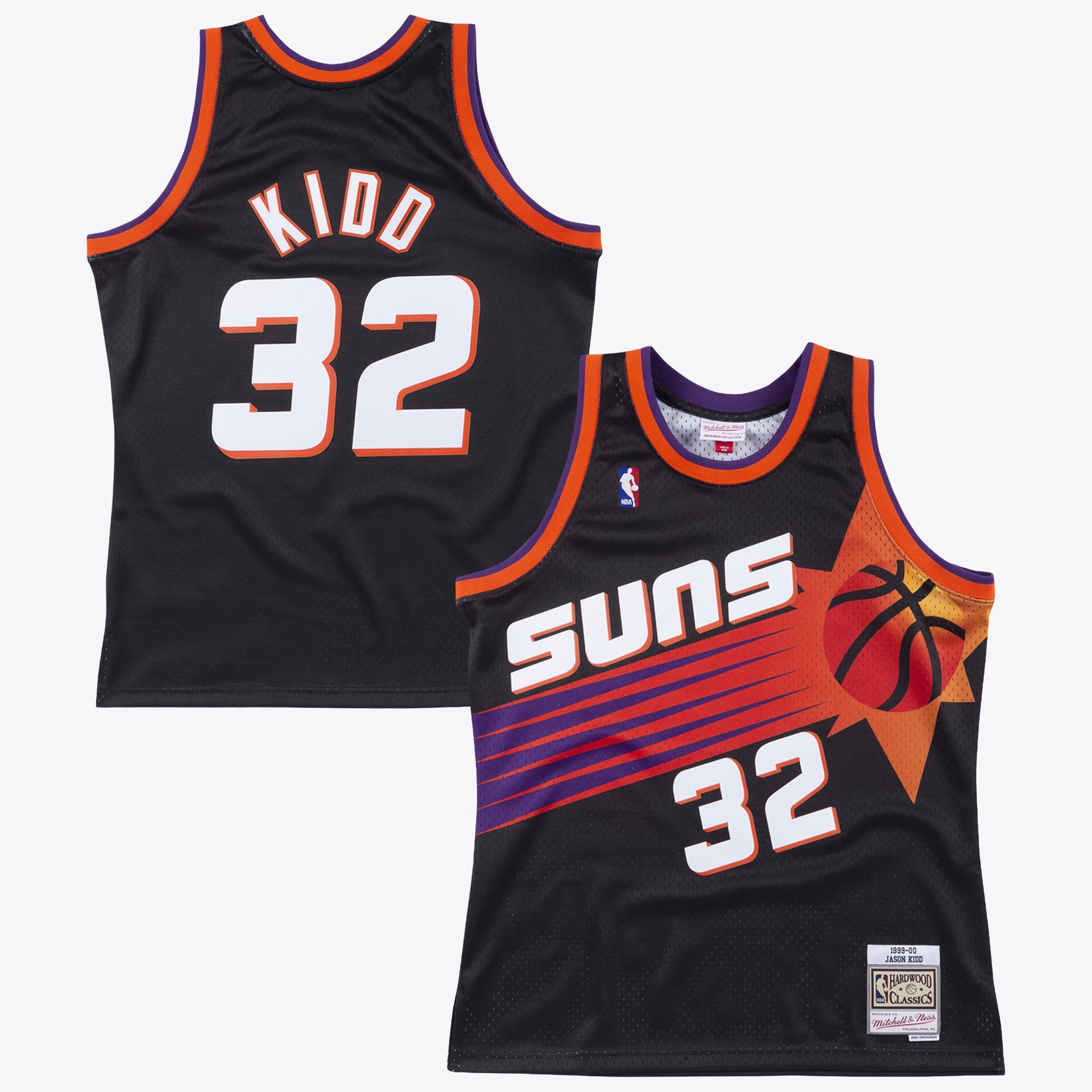 Camiseta Auténtica Alternativa Swingman Phoenix Suns Mitchell & Ness Jason Kidd 1999 – Negro: retailer-supplied image