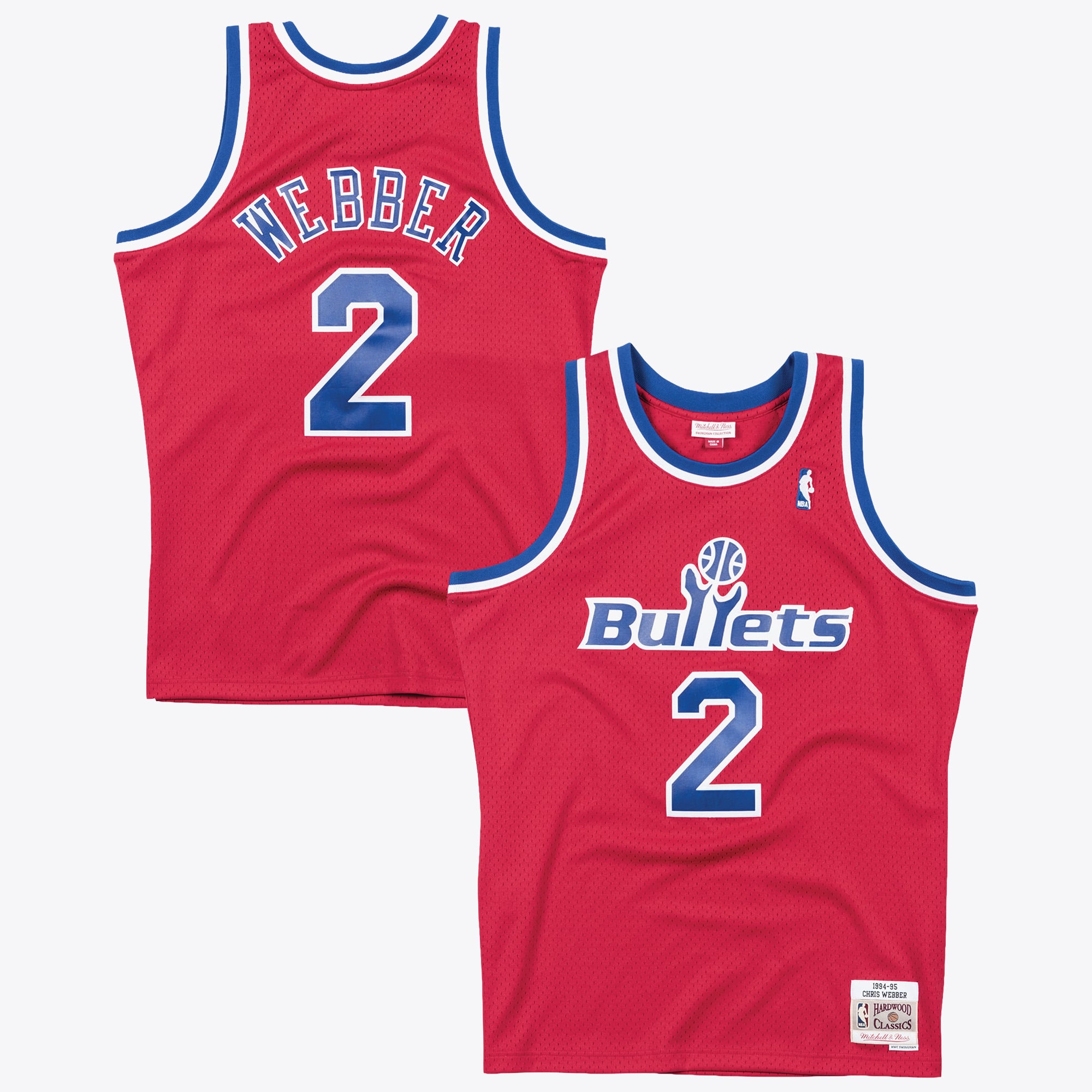 Washington Bullets Mitchell & Ness Camiseta auténtica Swingman de Chris Webber de 1994 (para partidos fuera de casa) - Escarlata
