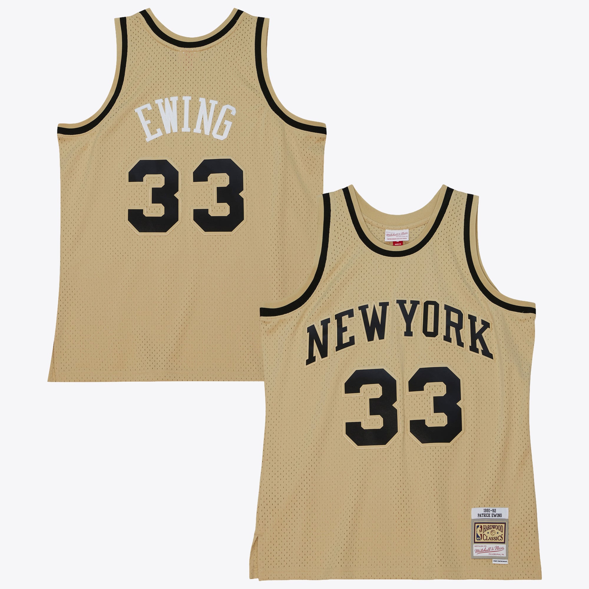 New York Knicks Mitchell & Ness Patrick Ewing 1991 Swingman Trikot – Khaki