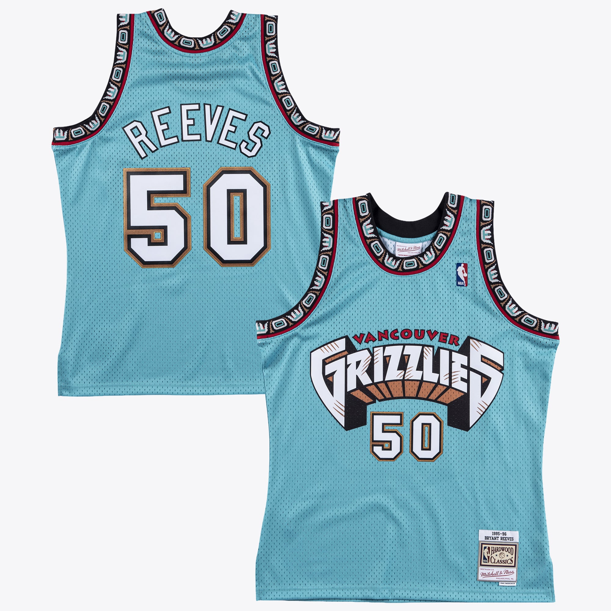 Camiseta auténtica Swingman de los Vancouver Grizzlies de Mitchell & Ness, Bryant Reeves, 1995 - Verde azulado