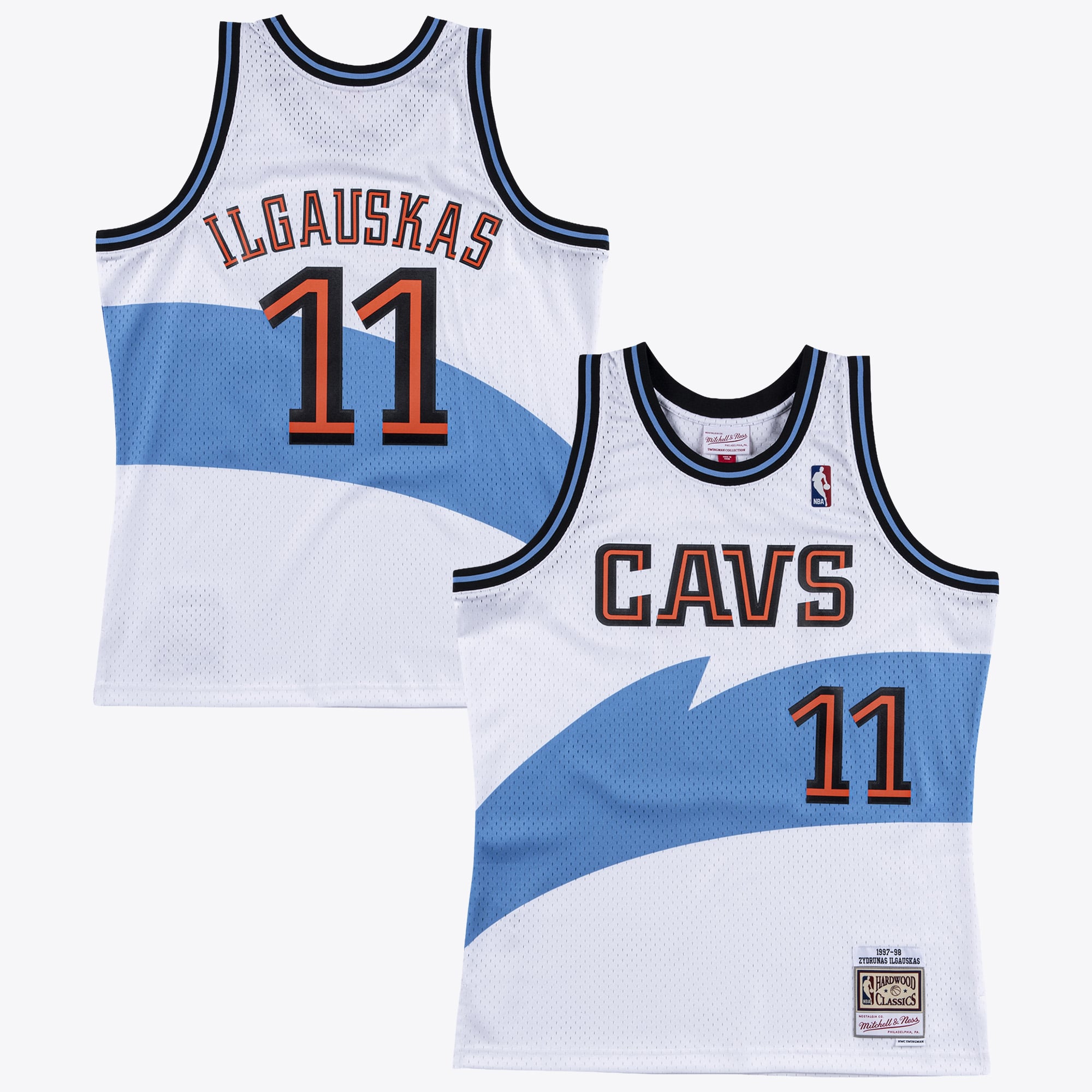 Camiseta auténtica Swingman de Zydrunas Ilgauskas de los Cleveland Cavaliers de Mitchell & Ness, año 1997 - Blanca