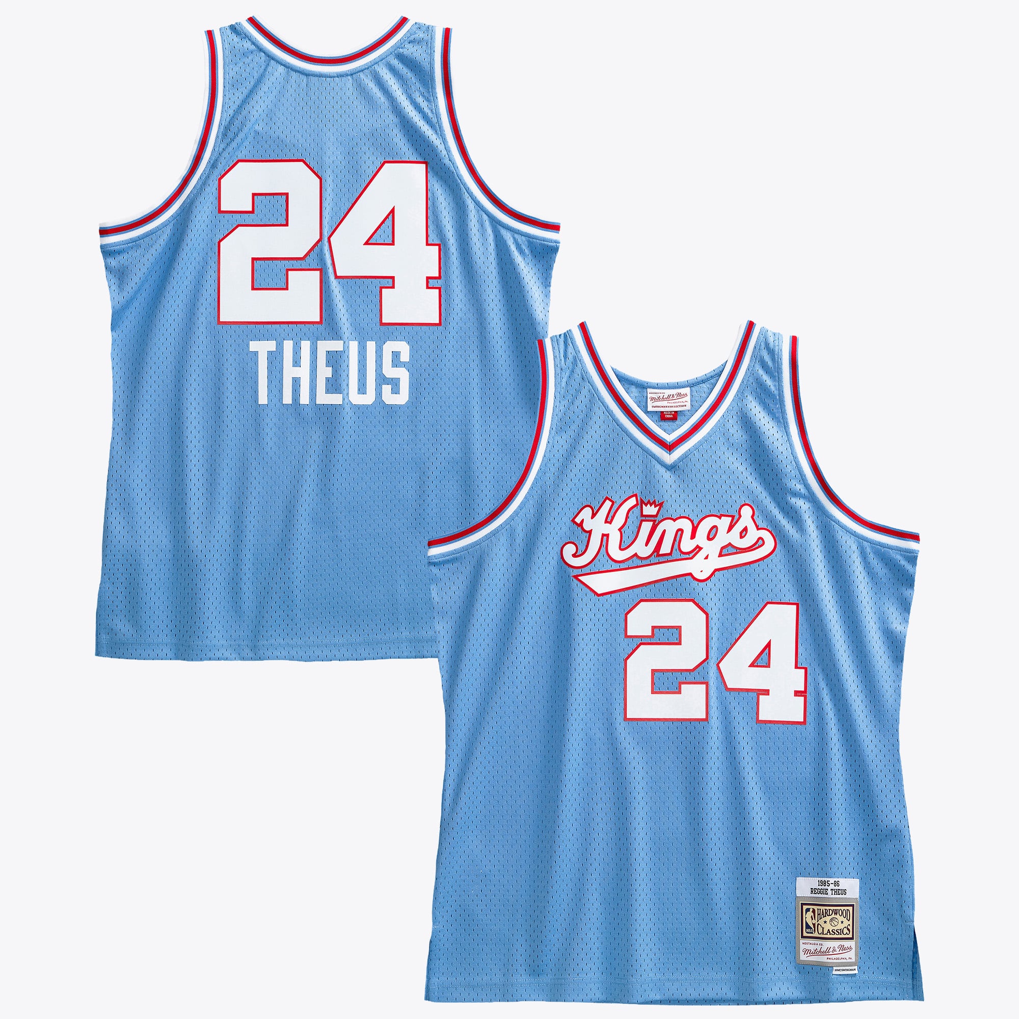 Maillot Authentique Swingman Sacramento Kings Mitchell & Ness Reggie Theus 1985 – Bleu Clair