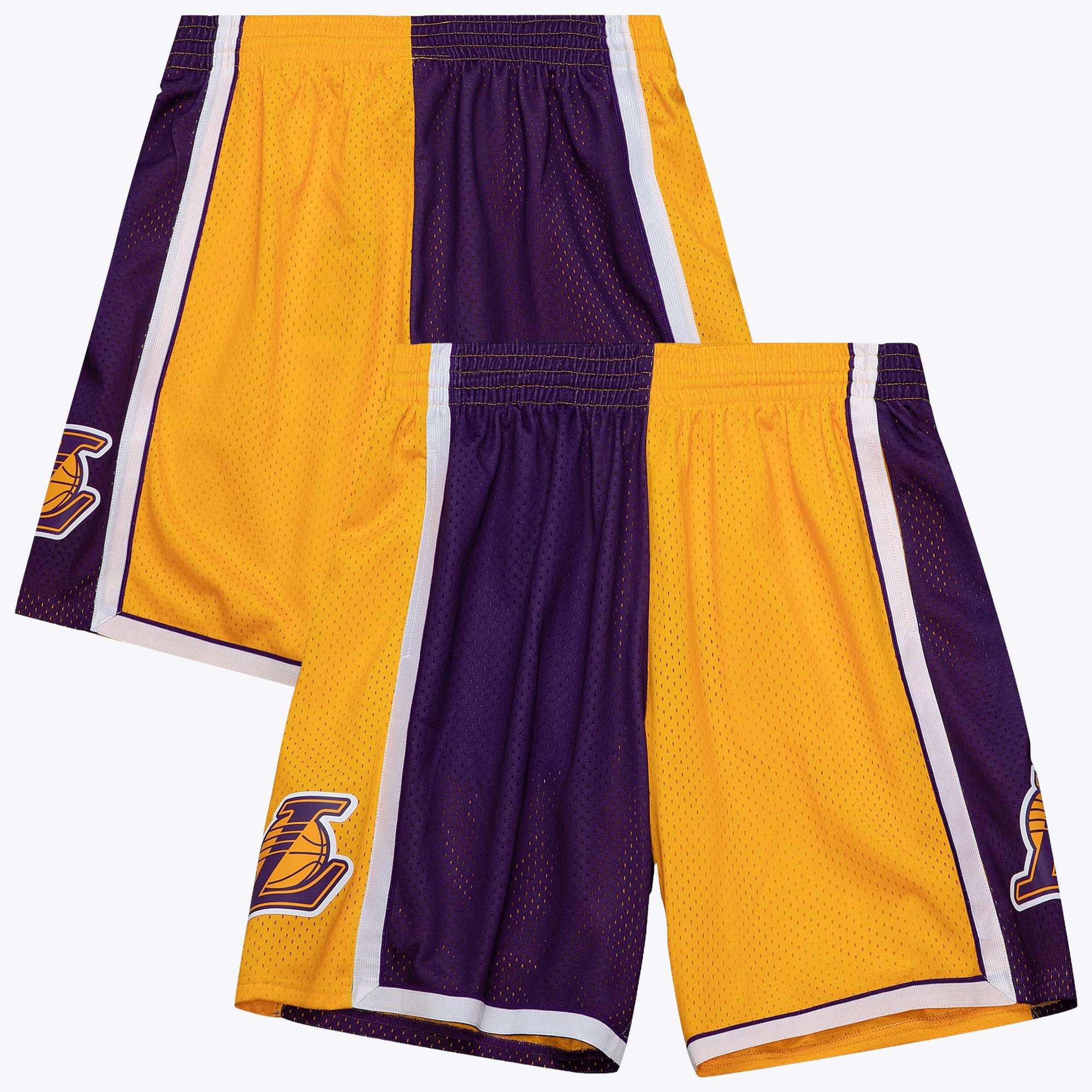 Los Angeles Lakers Mitchell & Ness 2009 Split Swingman Shorts – Lila/Gelb – Herren