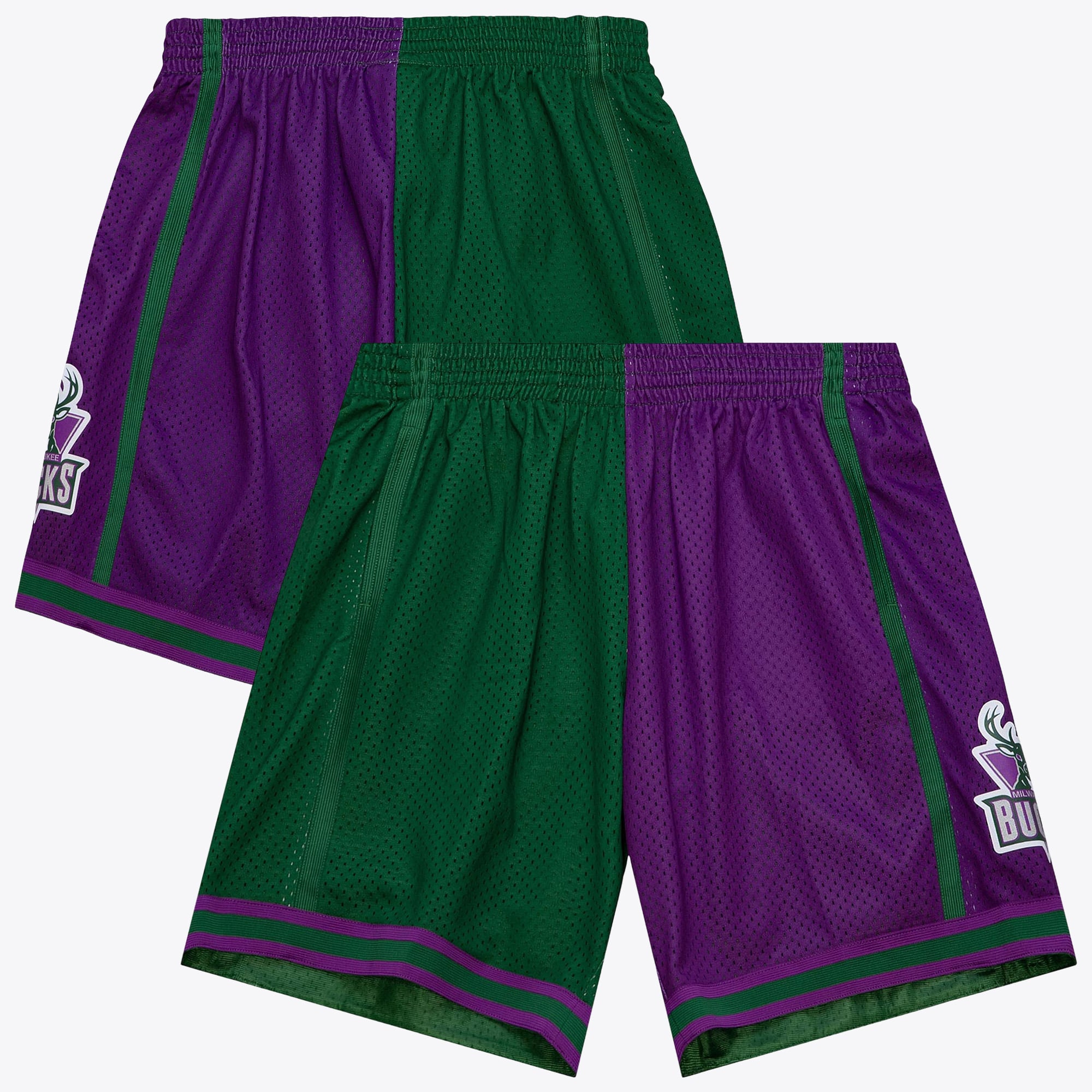 Pantaloncini da uomo Milwaukee Bucks Mitchell & Ness 1996 Split Swingman - Verde/Viola
