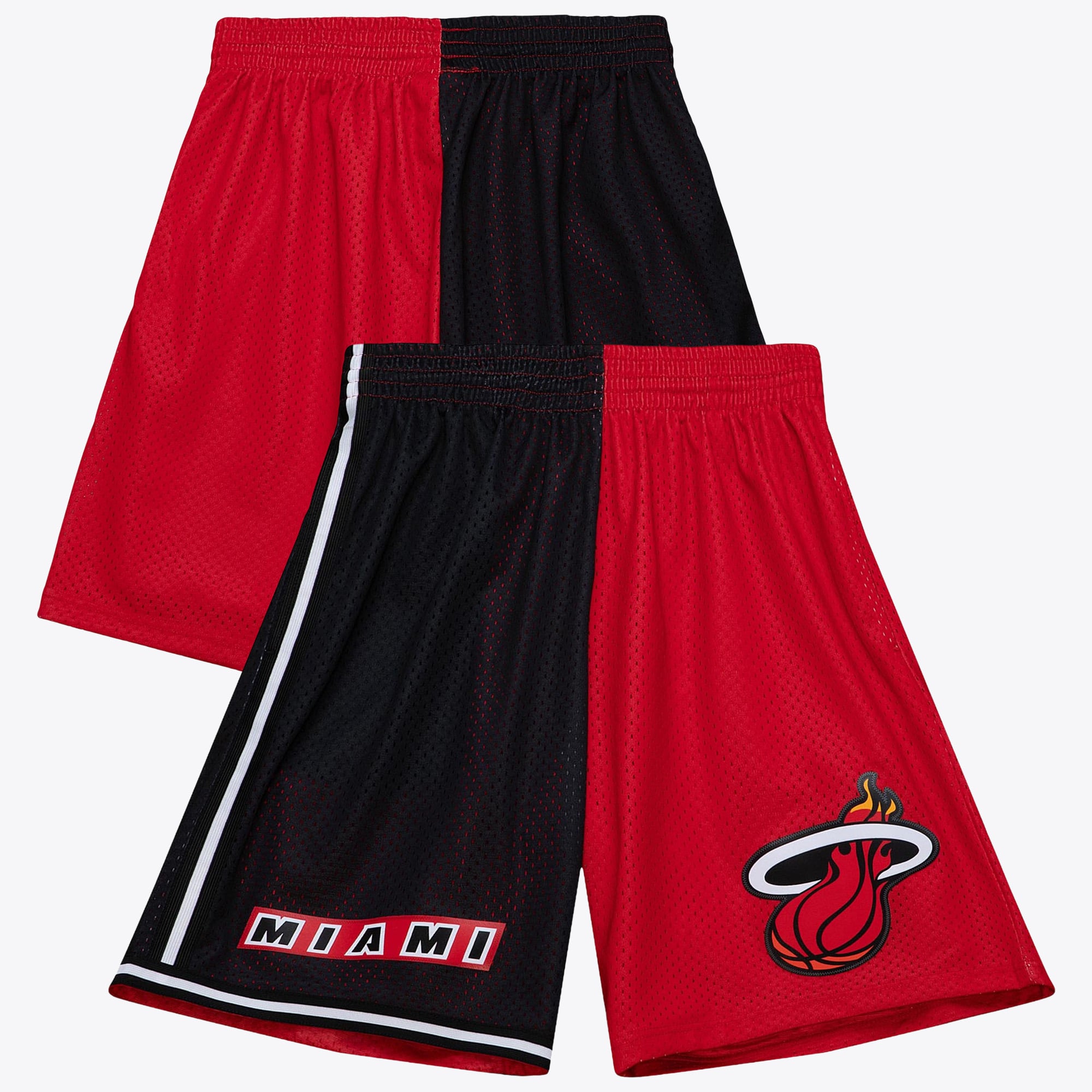 Miami Heat Mitchell & Ness 1996 Split Swingman Shorts - Black/Red - Mens