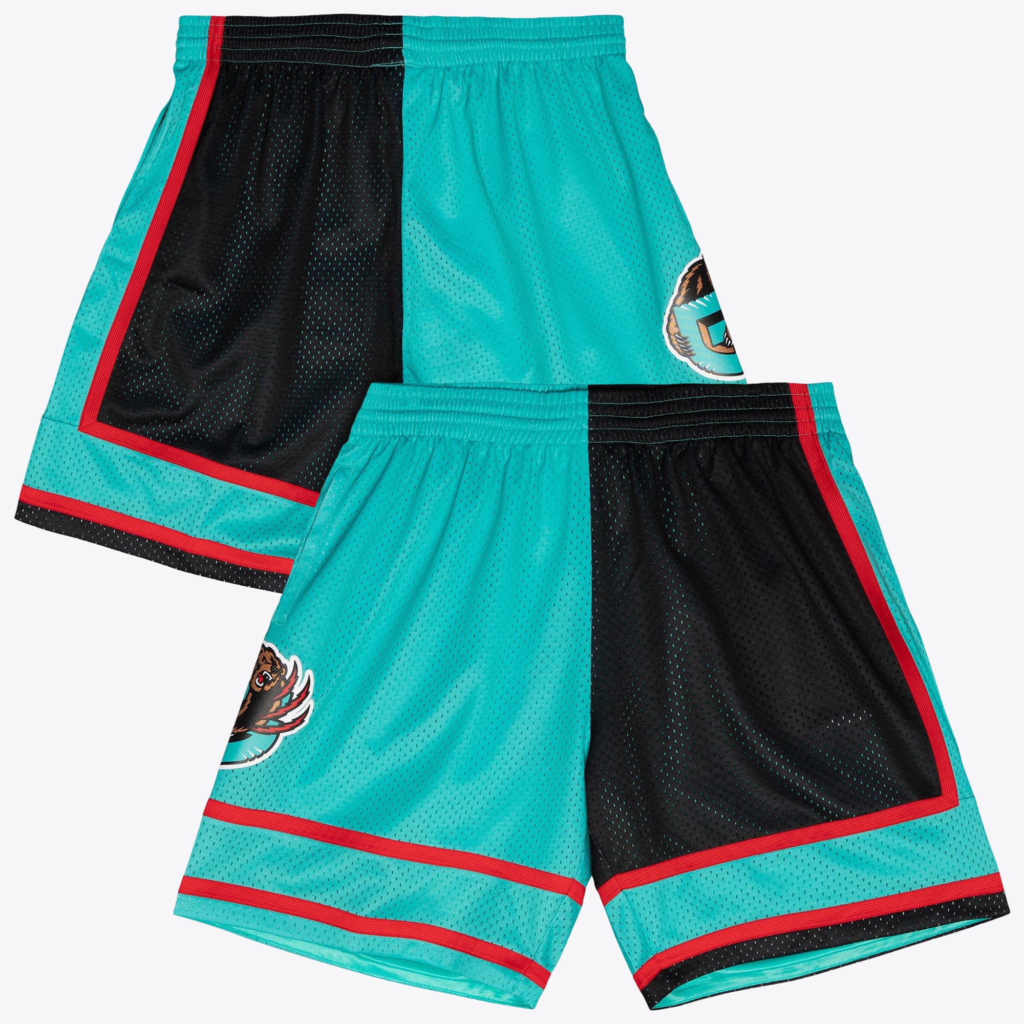 Vancouver Grizzlies Mitchell & Ness 2001 Split Swingman Shorts - Teal/Black - Mens