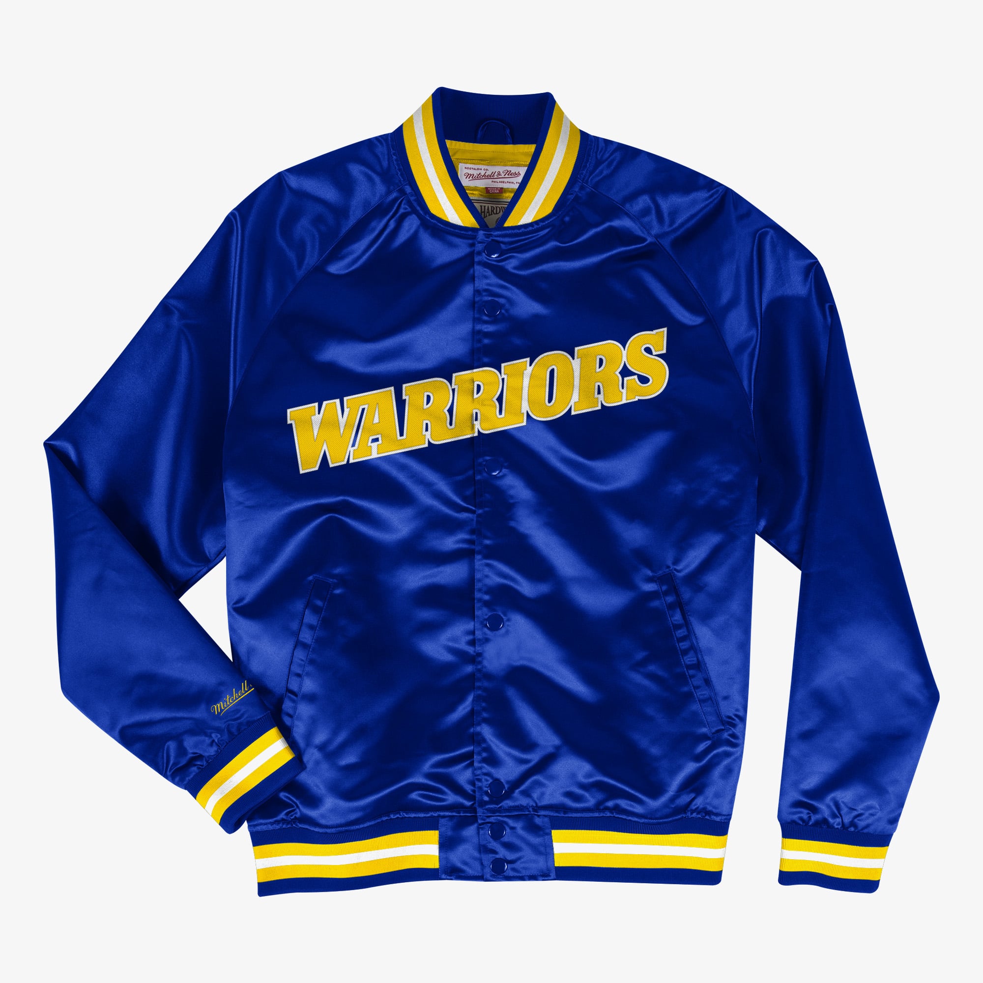 Golden State Warriors Mitchell & Ness Leichte Satinjacke – Königsblau – Herren