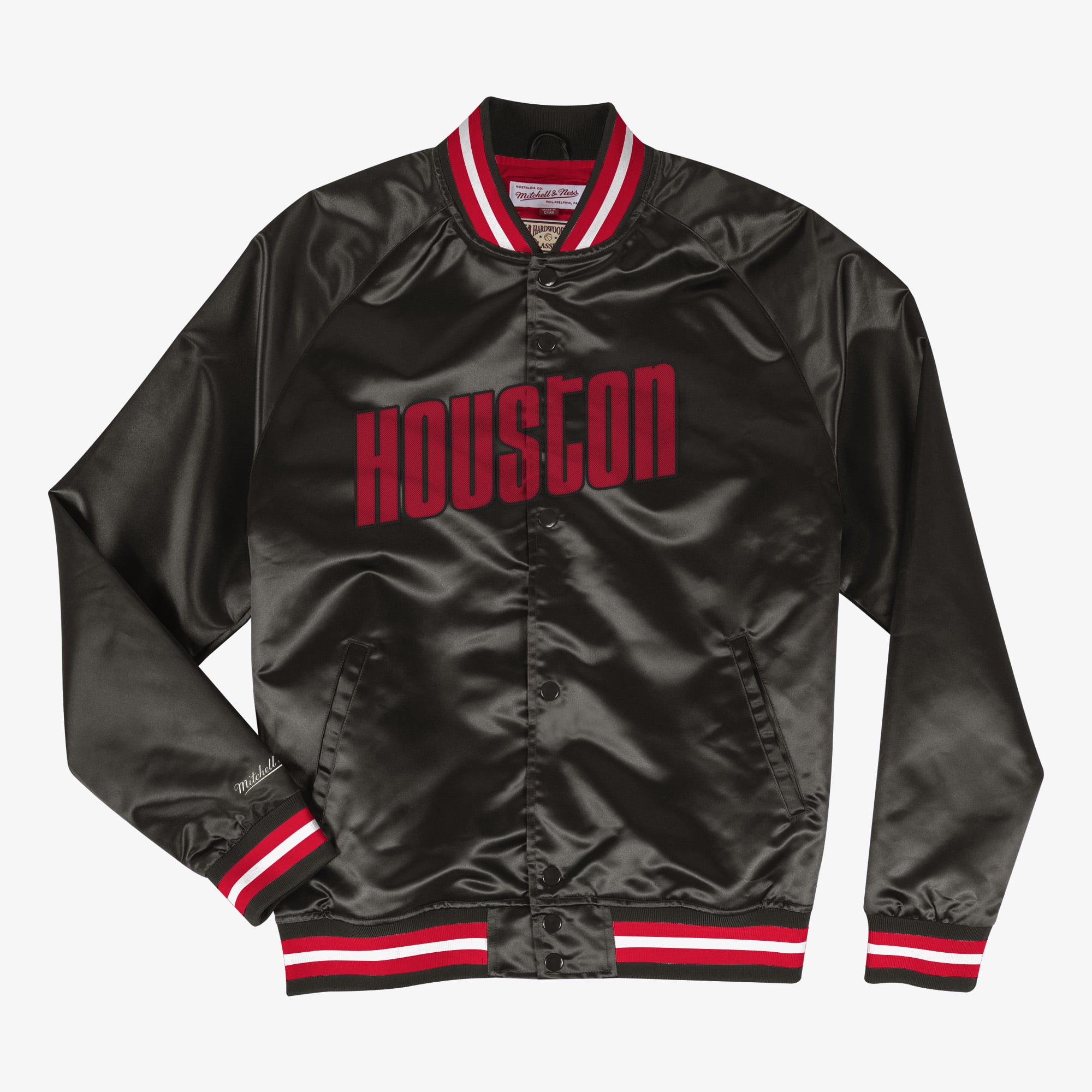 Houston Rockets Mitchell & Ness Lightweight Satin Jacket - Black - Mens