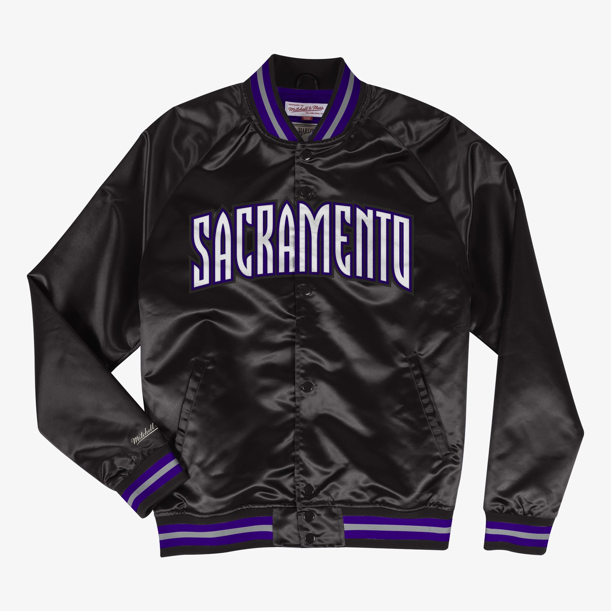 Sacramento Kings Mitchell & Ness Lightweight Satin Jacket - Black - Mens