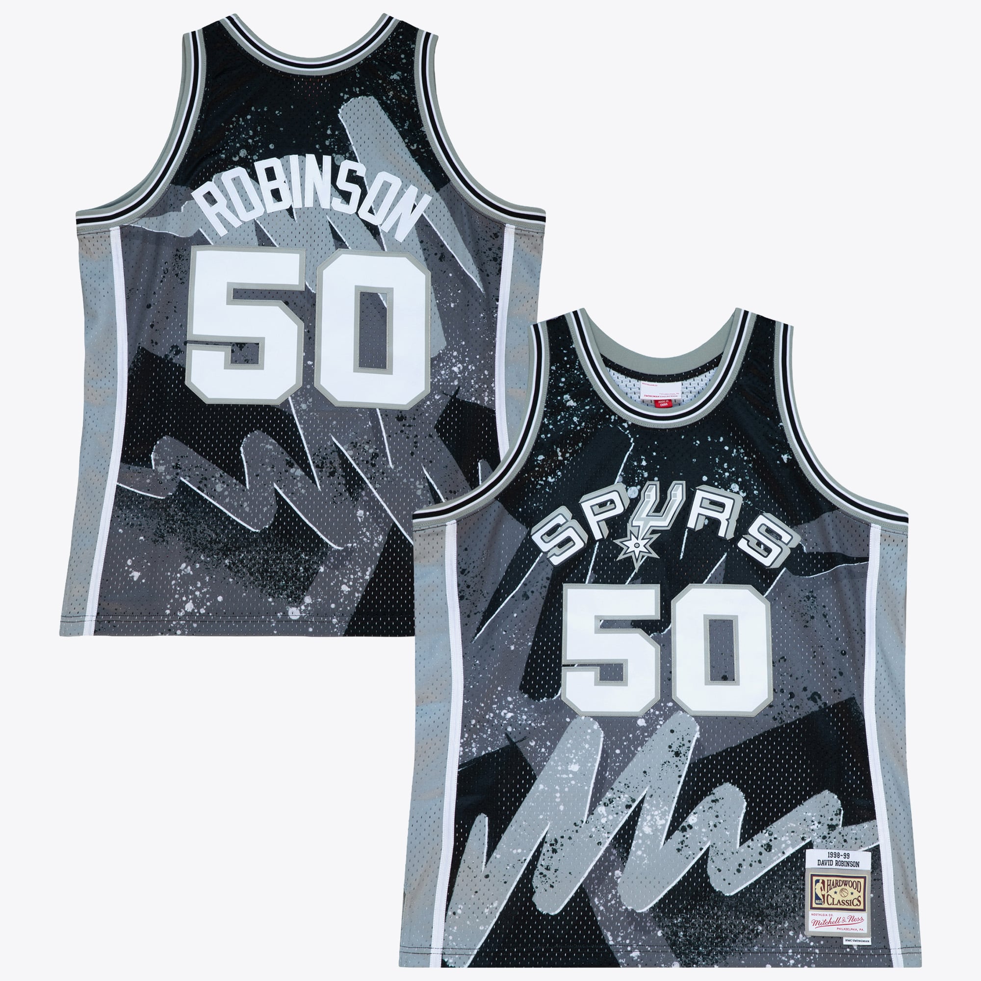 Camiseta Swingman Hyper Hoops de David Robinson de los San Antonio Spurs de Mitchell & Ness, año 1998 - Negra