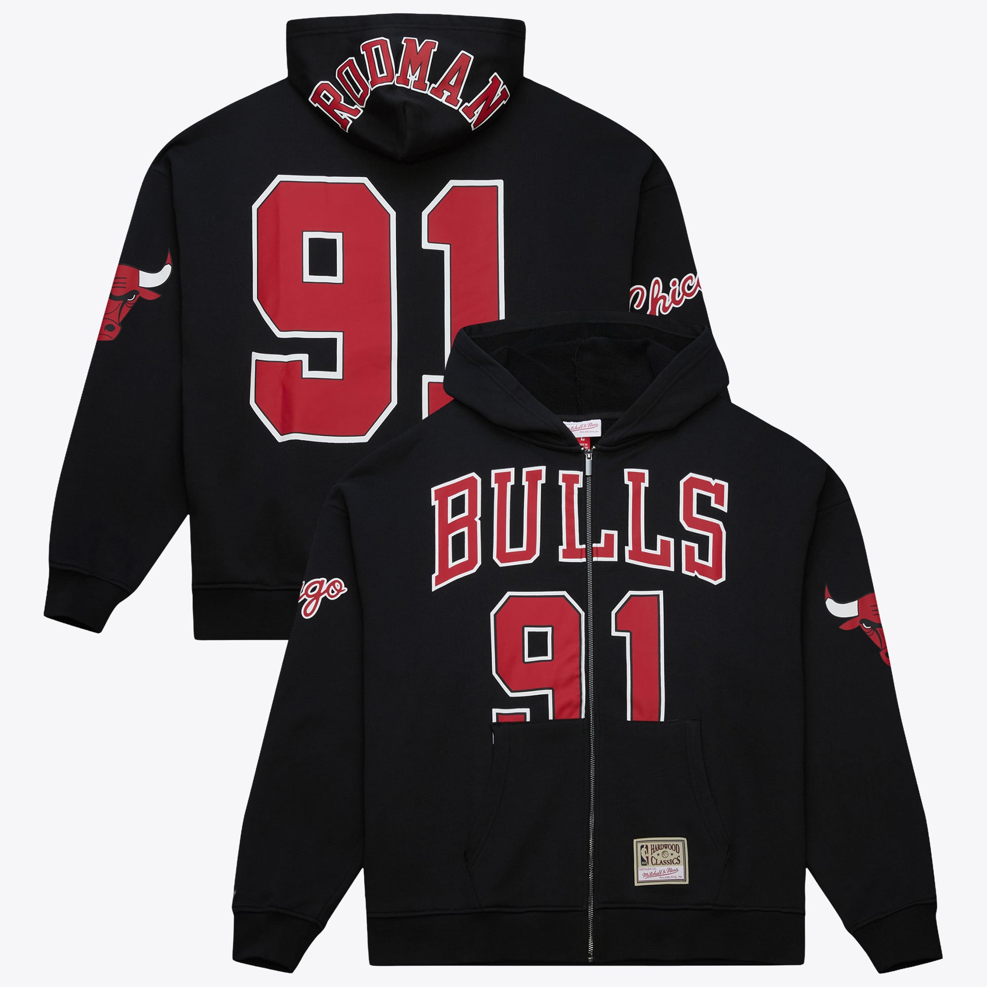 Chicago Bulls Mitchell & Ness Dennis Rodman Maxxed Out Hoodie - Black - Mens
