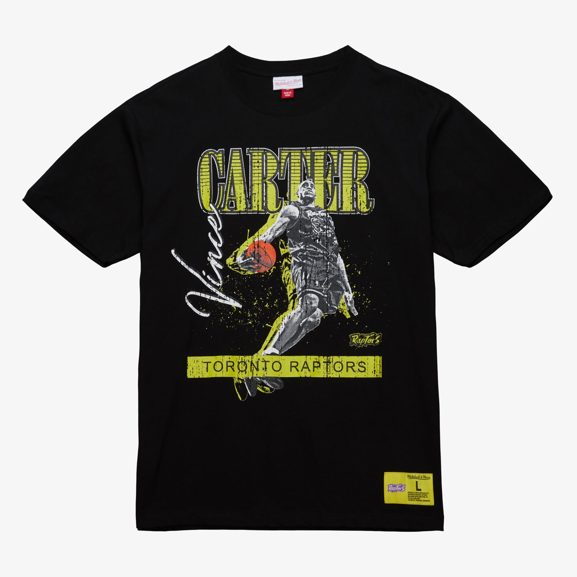 Camiseta vintage con logo neón de Vince Carter de los Toronto Raptors de Mitchell & Ness - Negra - Para hombre