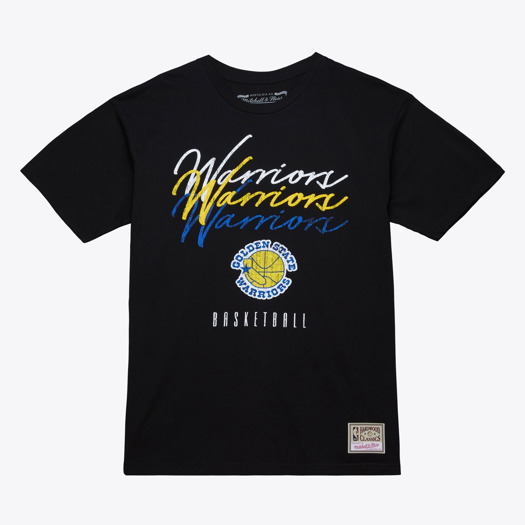 Golden State Warriors Mitchell & Ness Triple Stack T-Shirt - Black - Mens