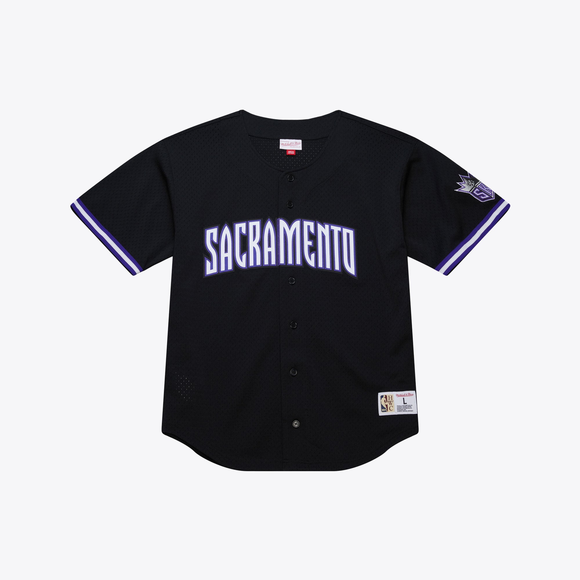 Sacramento Kings Mitchell & Ness On The Clock Chemise à boutons en maille avec logo vintage - Noir - Homme