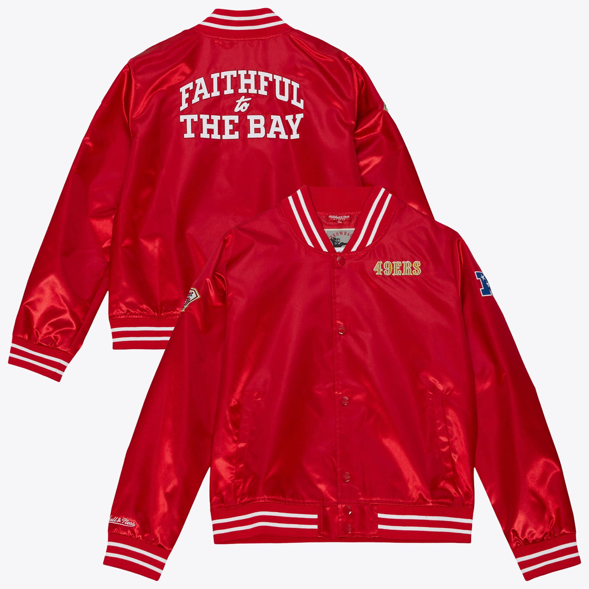 San Francisco 49ers Mitchell & Ness Lightweight Satin Jacket - Red/Gold - Womens