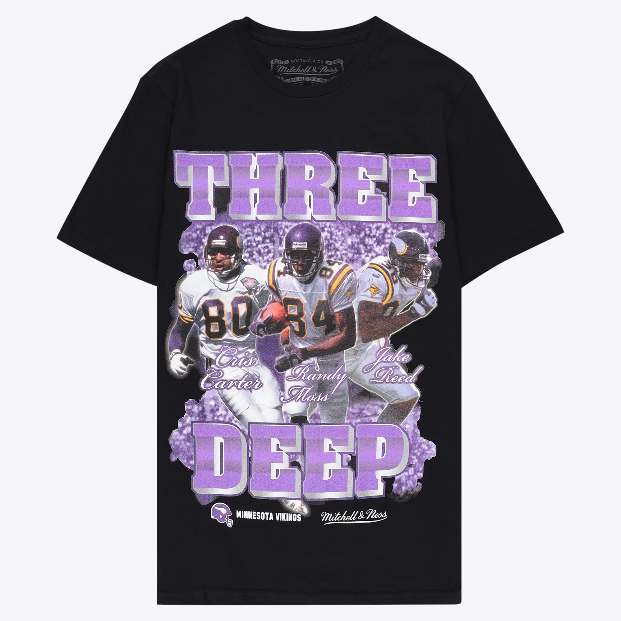 Minnesota Vikings Mitchell & Ness Three Deep T-Shirt - Black - Mens