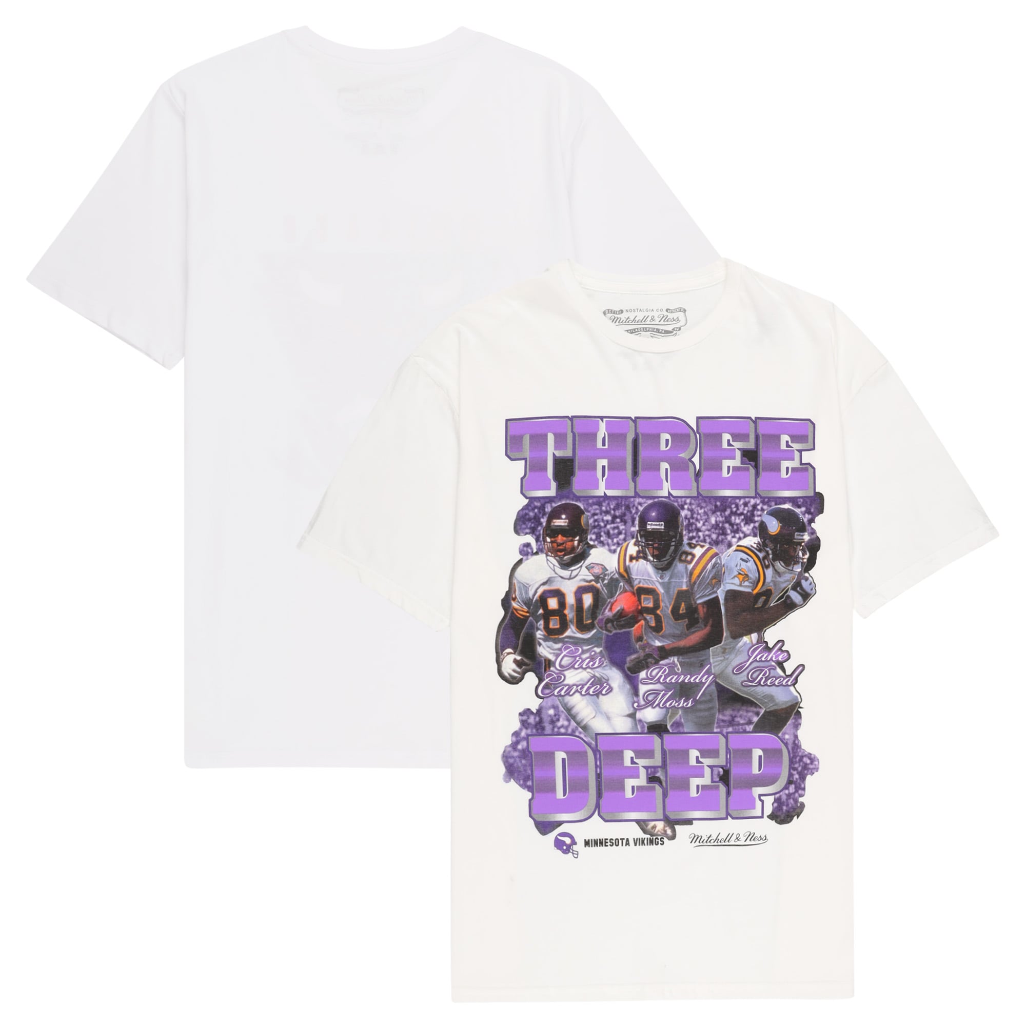 Minnesota Vikings Mitchell & Ness Three Deep T-Shirt - White - Mens