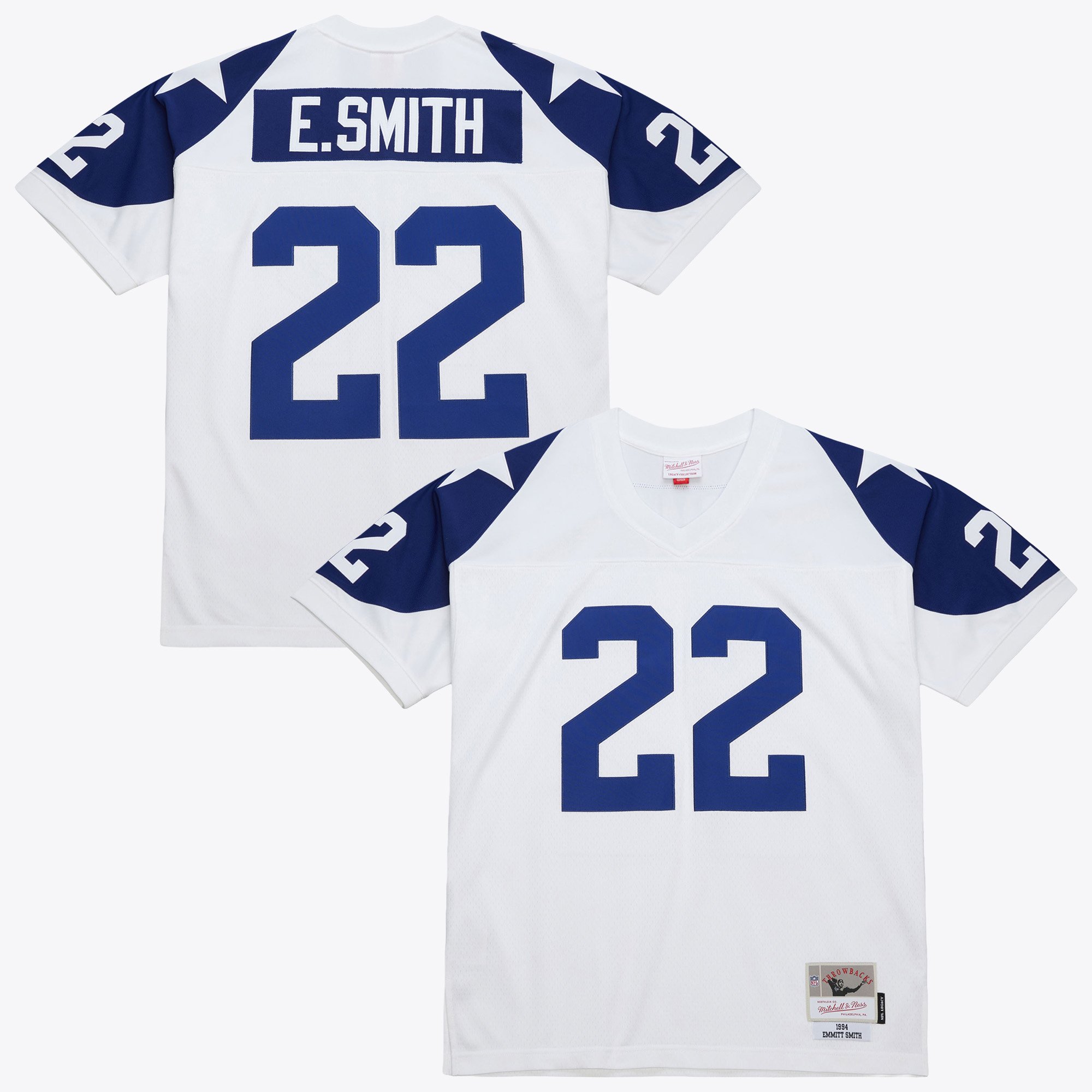 Maglia autentica Mitchell & Ness dei Dallas Cowboys di Emmitt Smith del 1994 - Bianca