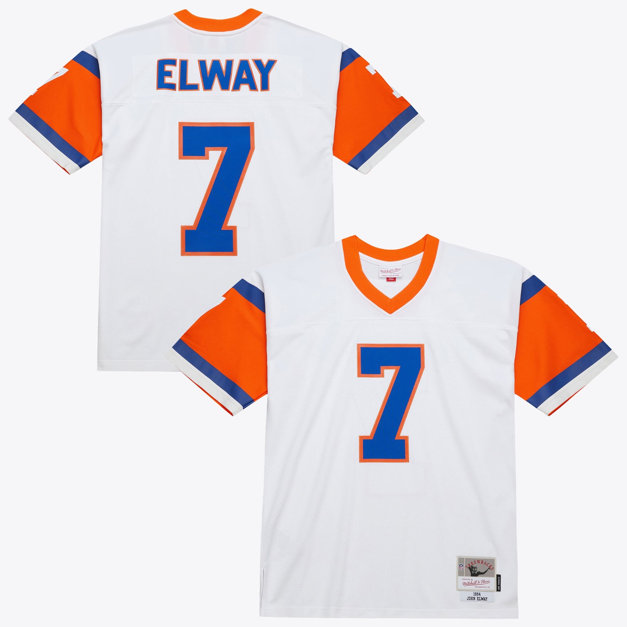 Maglia autentica Mitchell & Ness dei Denver Broncos di John Elway del 1994 - Bianca