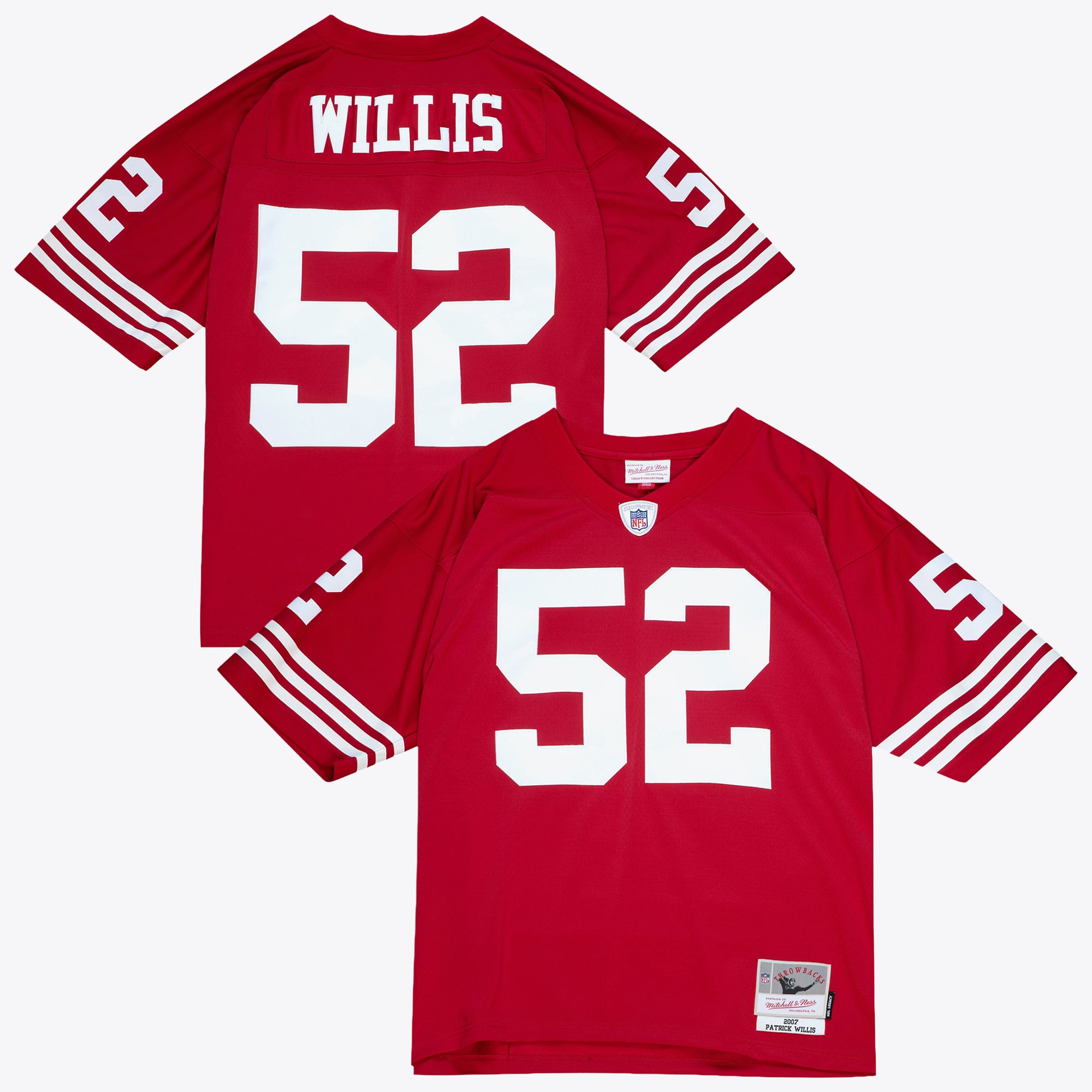 Maglia autentica scura di Patrick Willis dei San Francisco 49ers, Mitchell & Ness, stagione 2007 - Scarlatta