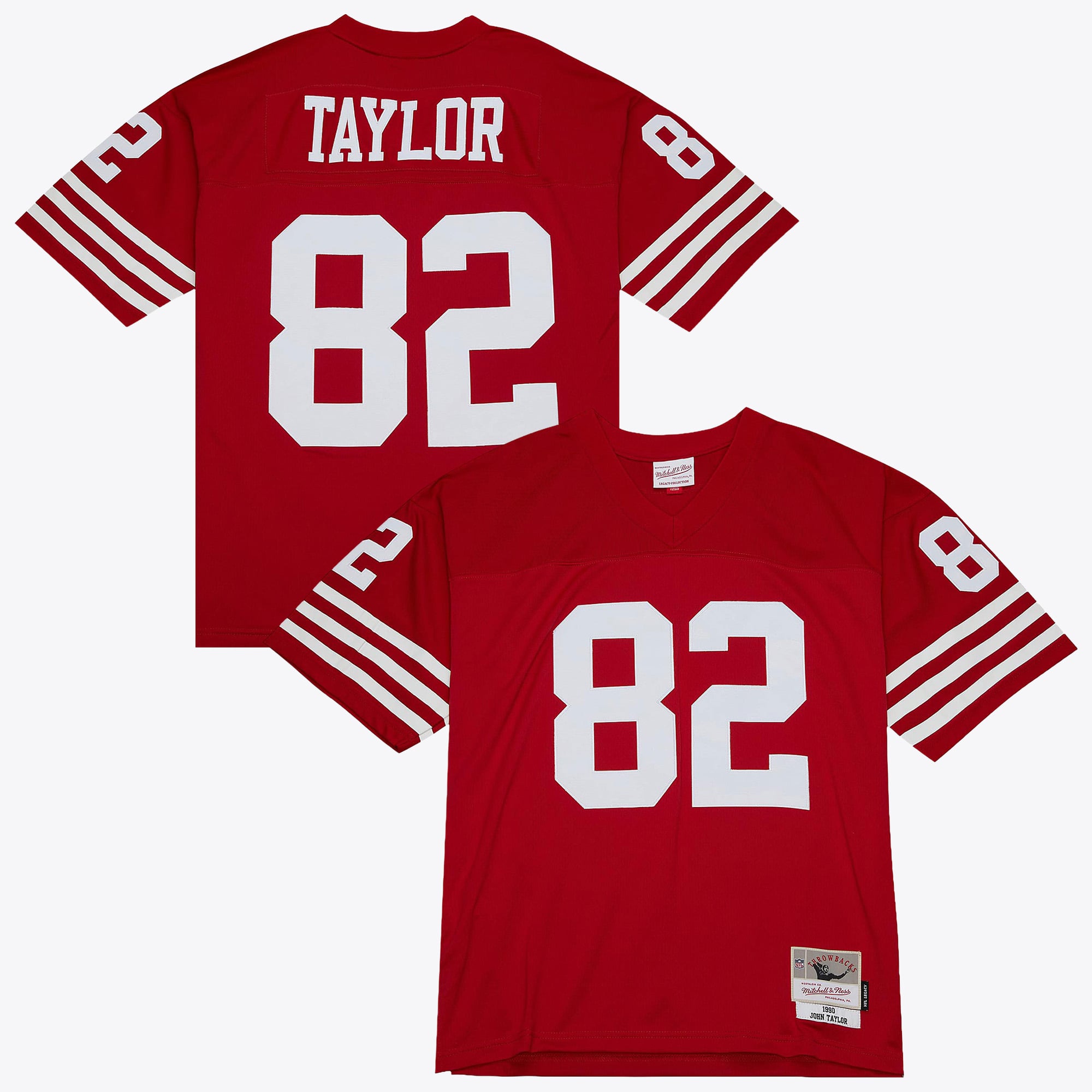 Maglia autentica scura di John Taylor dei San Francisco 49ers, Mitchell & Ness, anno 1990 - Scarlatta