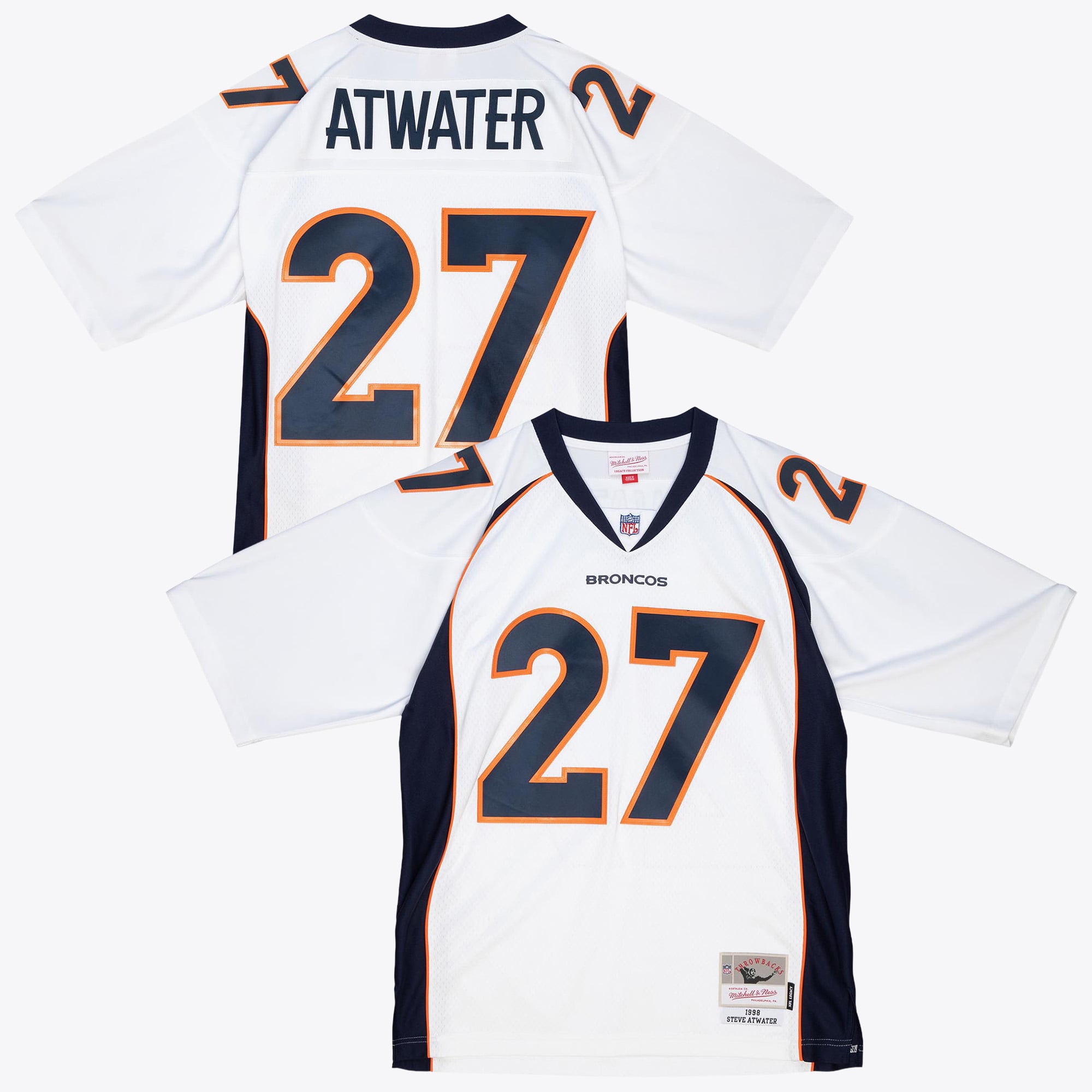 Maglia autentica dei Denver Broncos Mitchell & Ness del 1998 di Steve Atwater - Bianca