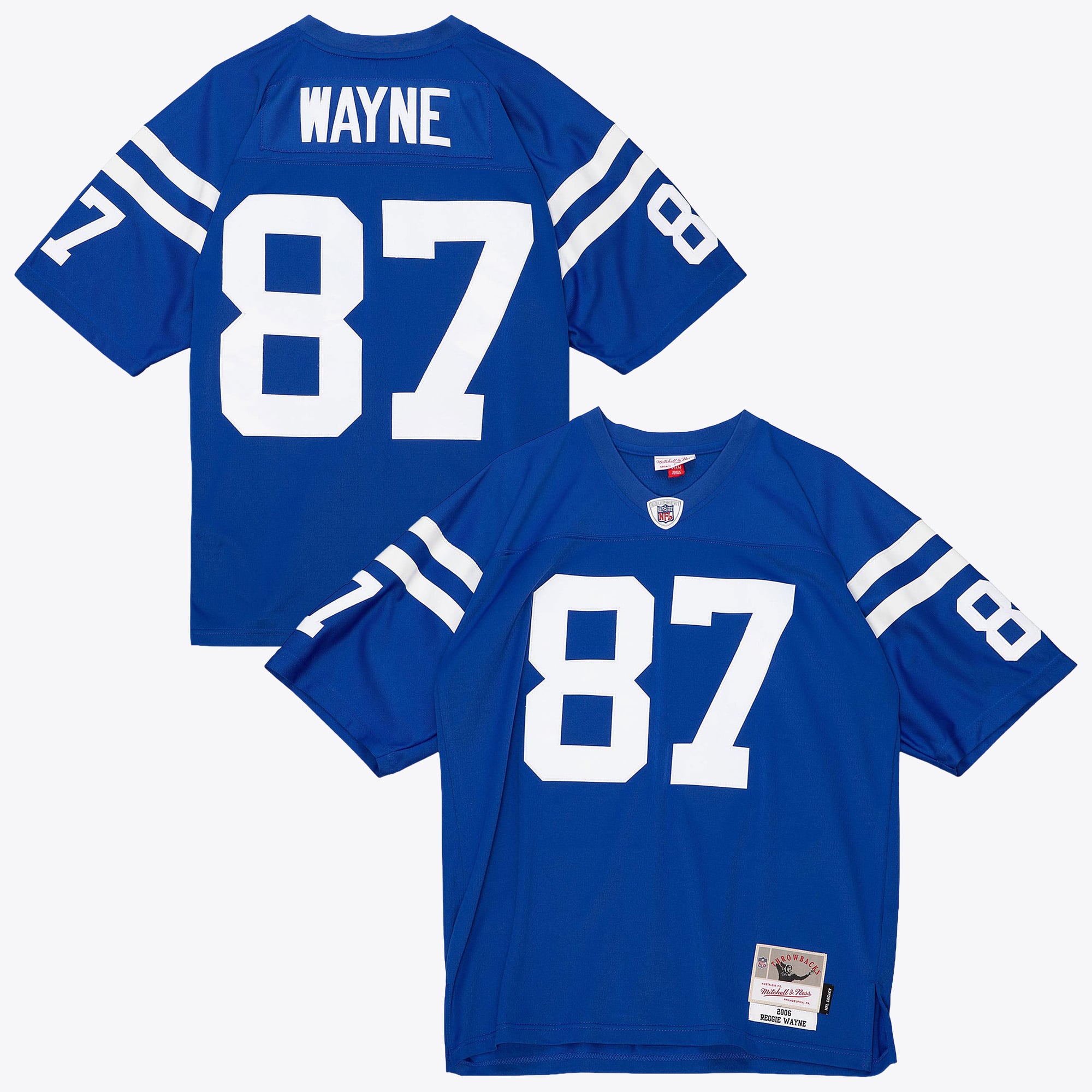 Camiseta auténtica oscura de Reggie Wayne de los Indianapolis Colts de Mitchell & Ness, año 2006 - Azul real