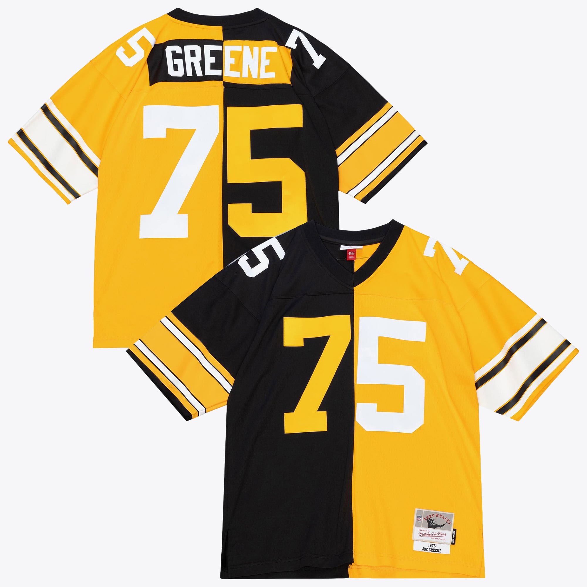 Maglia autentica Pittsburgh Steelers Mitchell & Ness Joe Greene 1976 Split Legacy - Nero/Oro