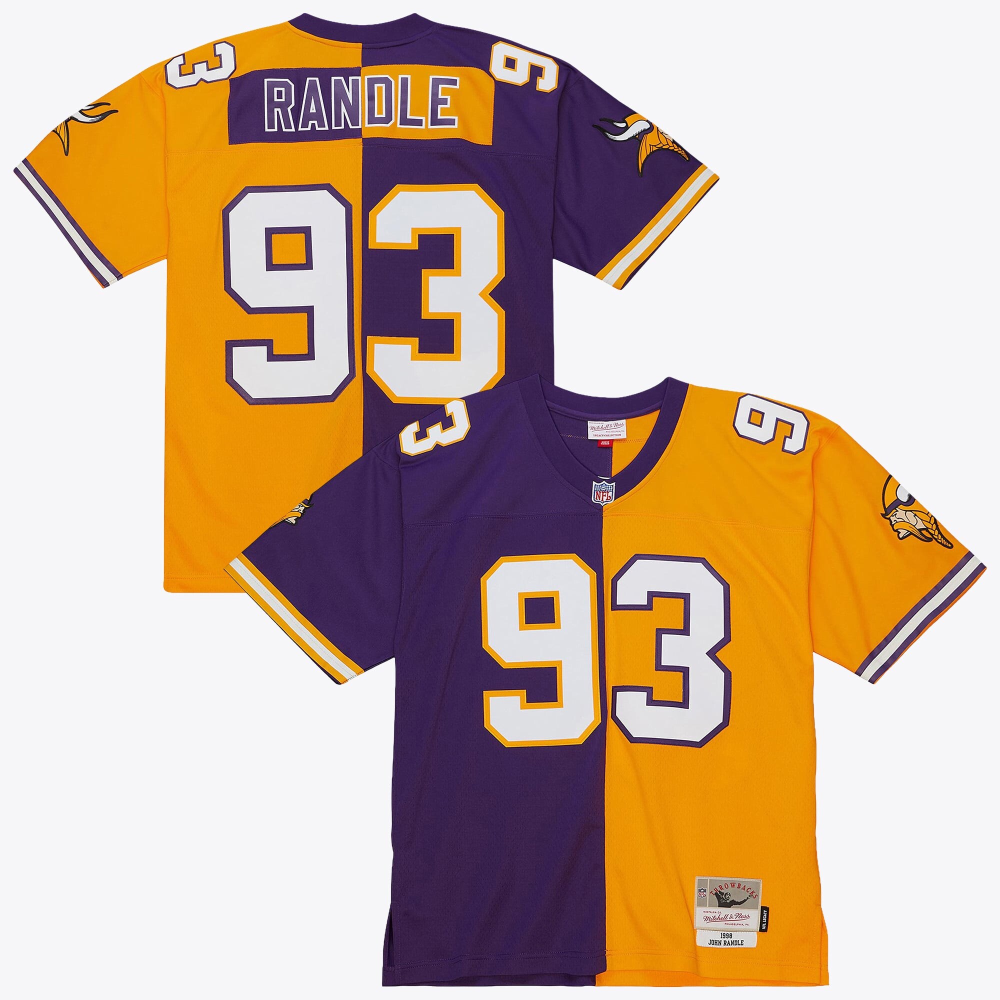 Maglia autentica Minnesota Vikings Mitchell & Ness John Randle 1998 Split Legacy - Viola/Oro
