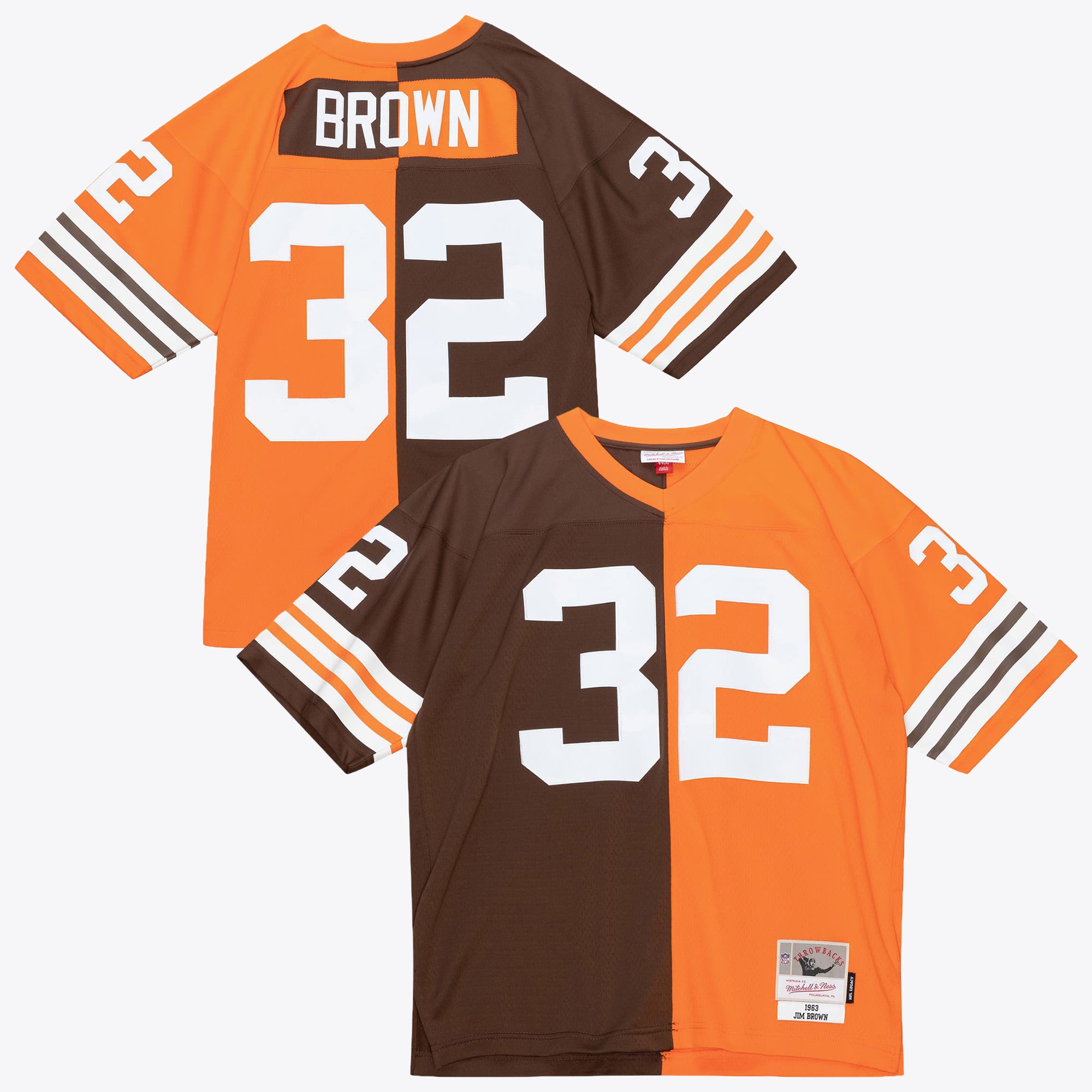 Cleveland Browns Mitchell & Ness Jim Brown 1963 Maglia Autentica Split Legacy