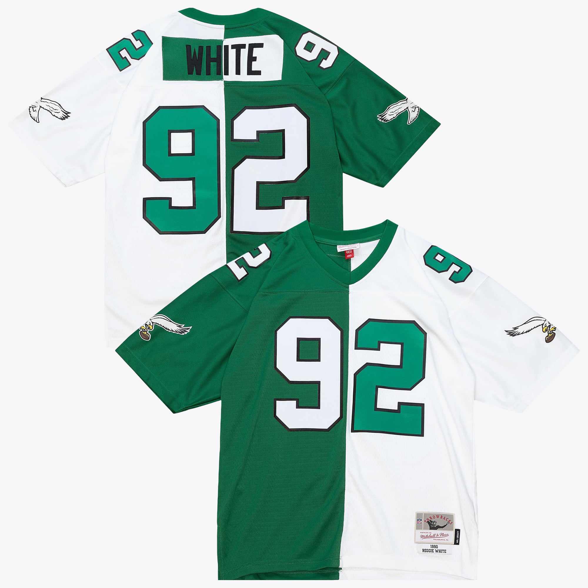 Maglia autentica Philadelphia Eagles Mitchell & Ness 1990 Split Legacy Reggie - Bianco - Verde/Bianco