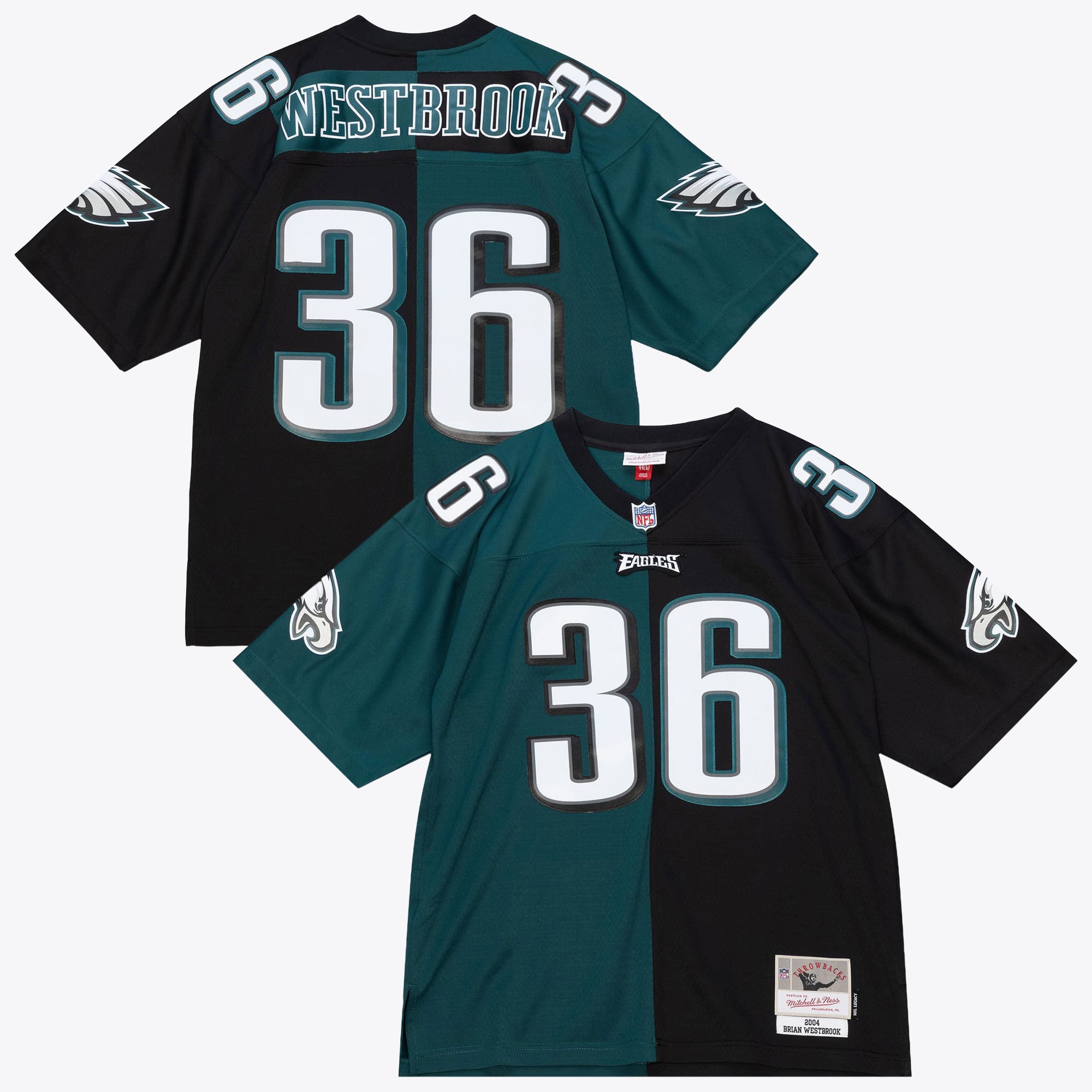 Philadelphia Eagles Mitchell & Ness Brian Westbrook 2004 Maglia Autentica Split Legacy – Verde/Nero