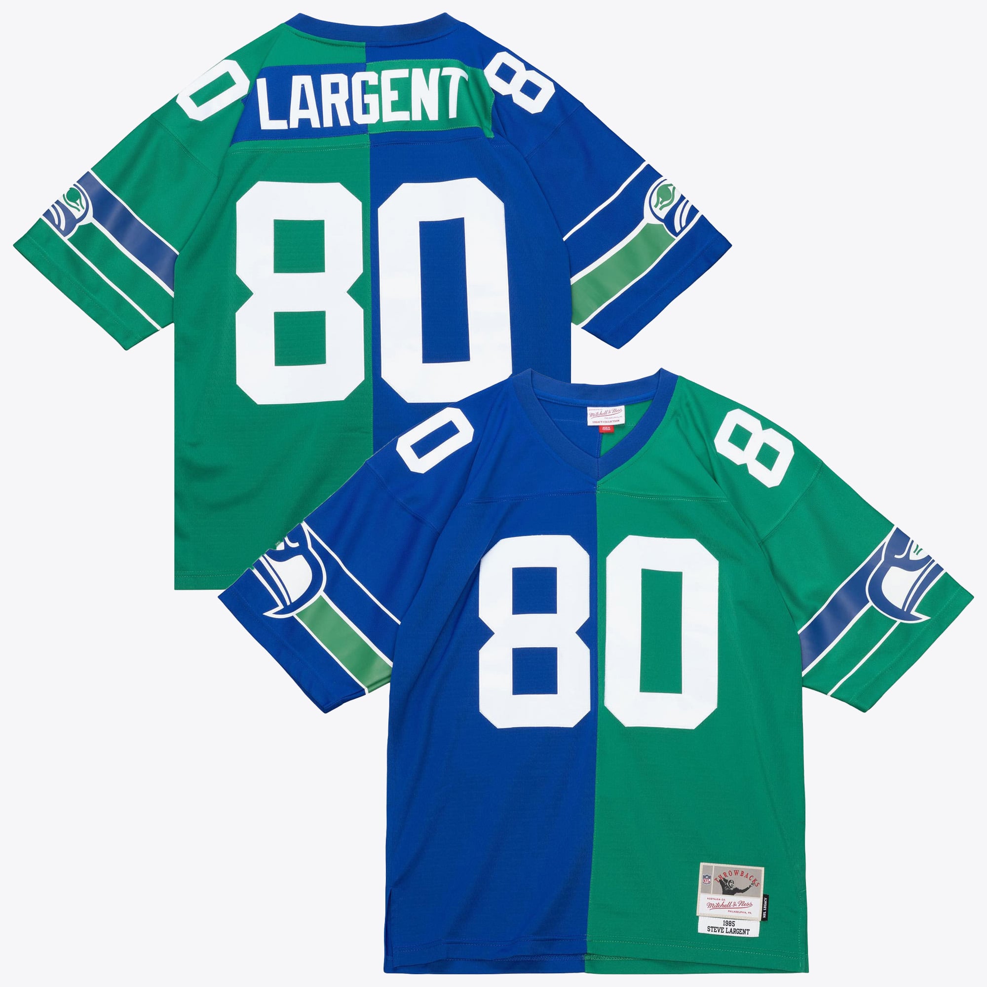Seattle Seahawks Mitchell & Ness Steve Largent 1985 Maglia Autentica Split Legacy