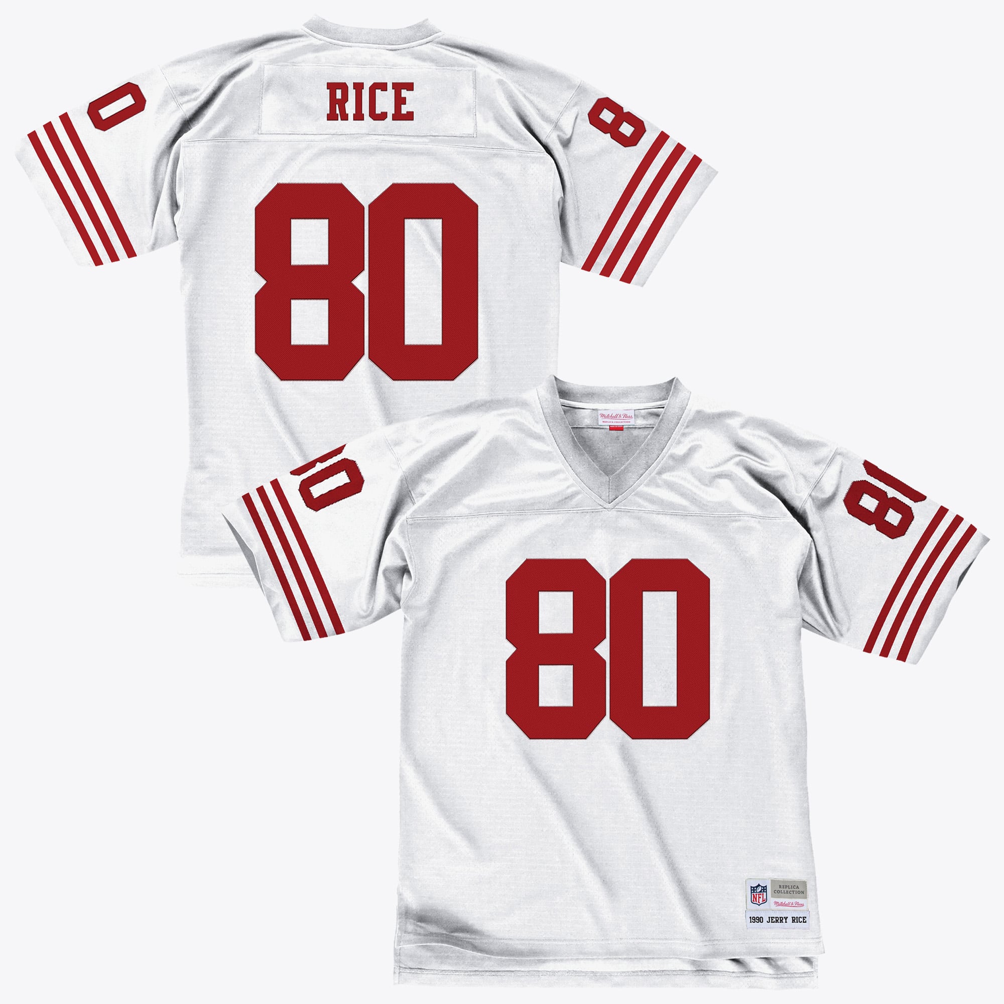 Maglia autentica Legacy 1990 di Jerry Rice dei San Francisco 49ers, prodotta da Mitchell & Ness - Bianca