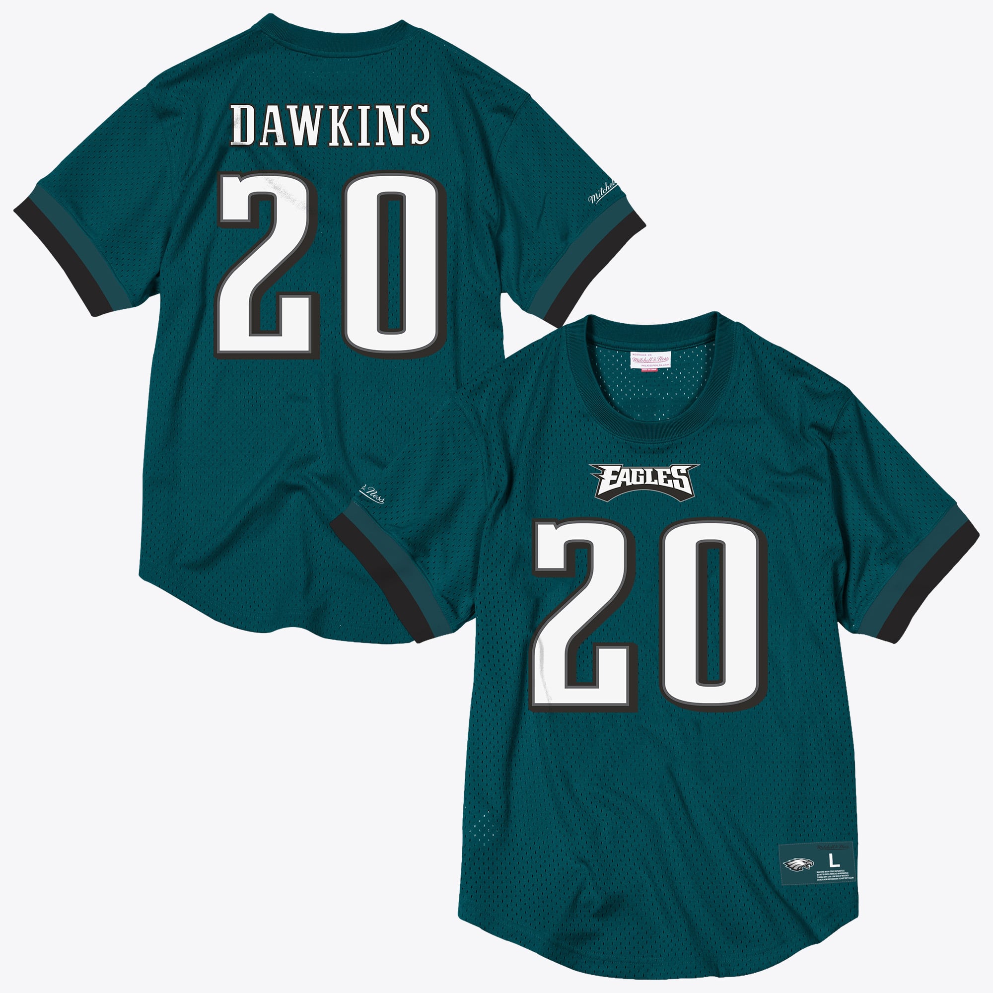Philadelphia Eagles Mitchell & Ness Brian Dawkins 2003 Felpa Mesh Nome e Numero – Uomo