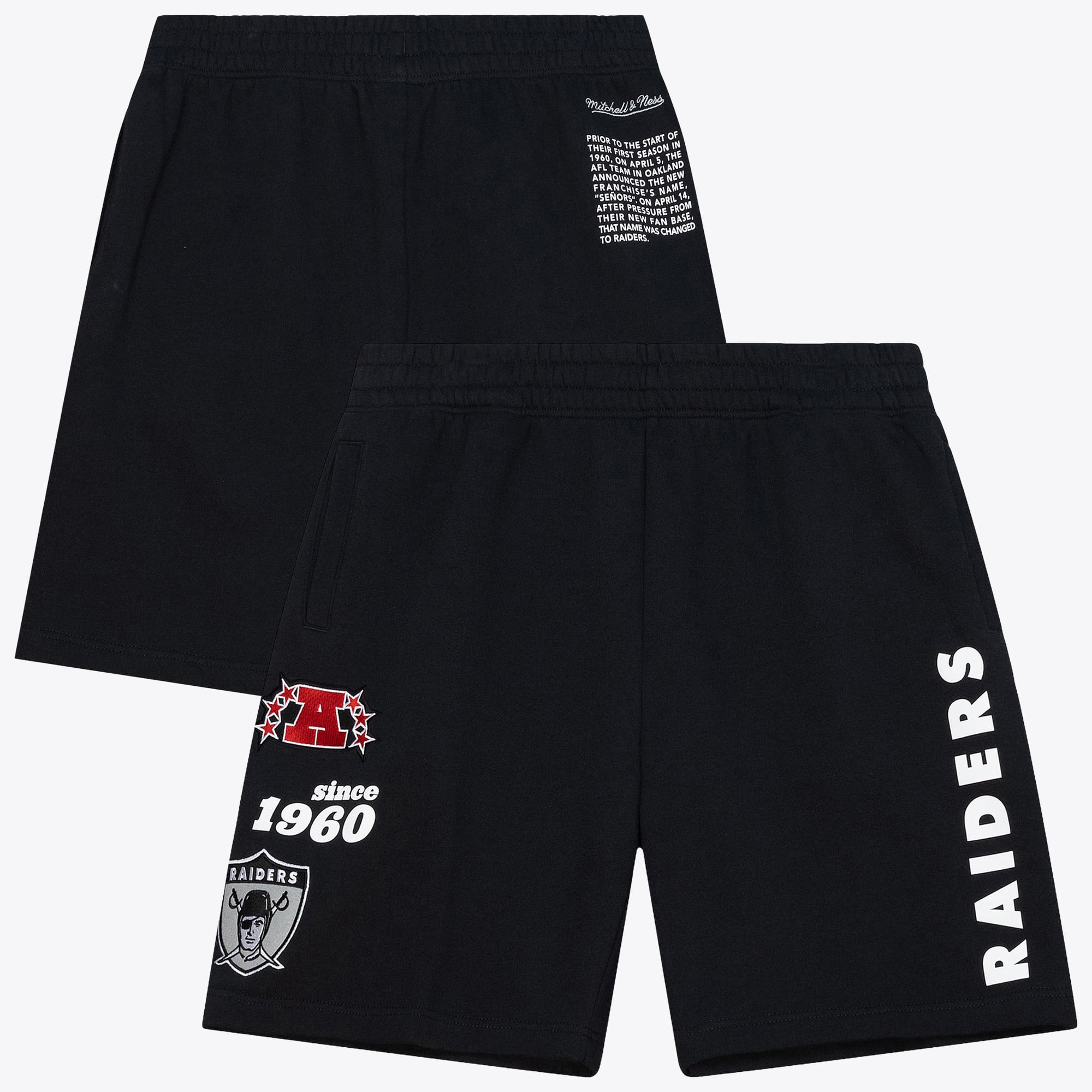 Oakland Raiders Mitchell & Ness Team Origins Fleece-Shorts – Schwarz – Herren