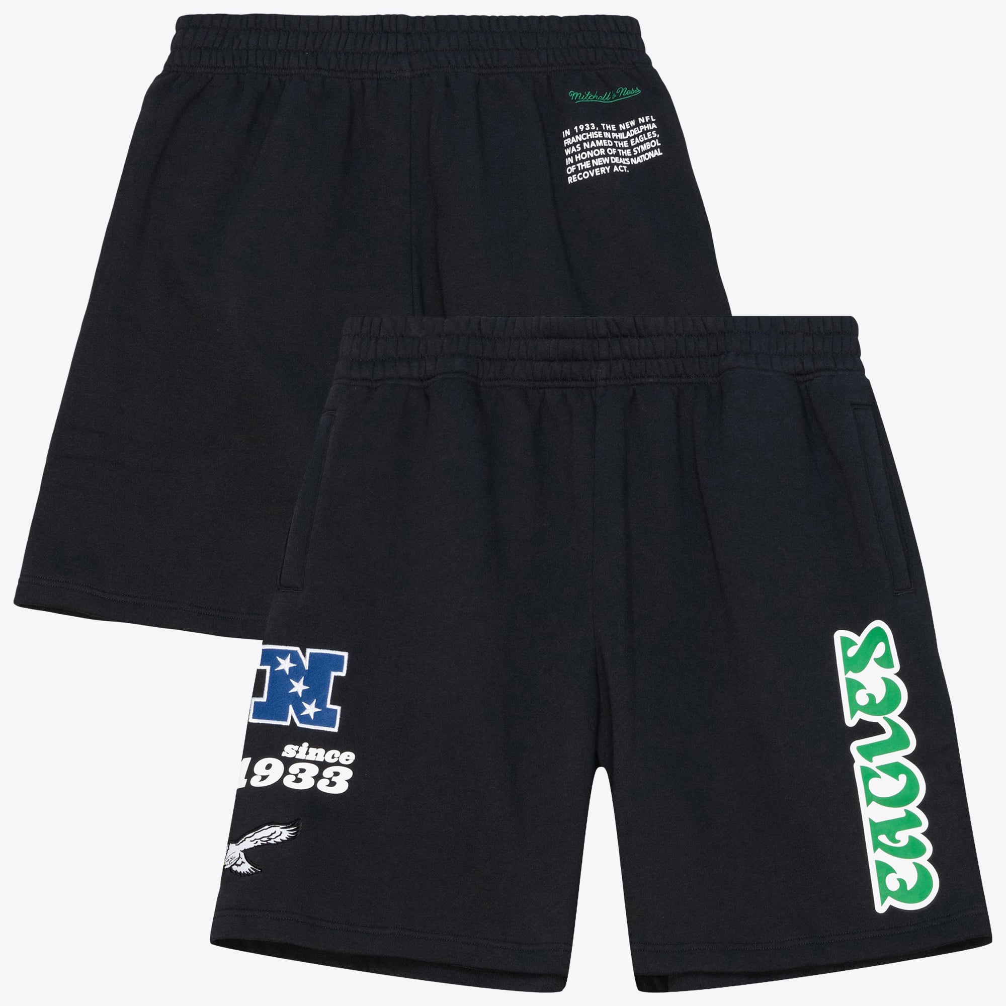 Philadelphia Eagles Mitchell & Ness Team Origins Fleece-Shorts – Schwarz – Herren